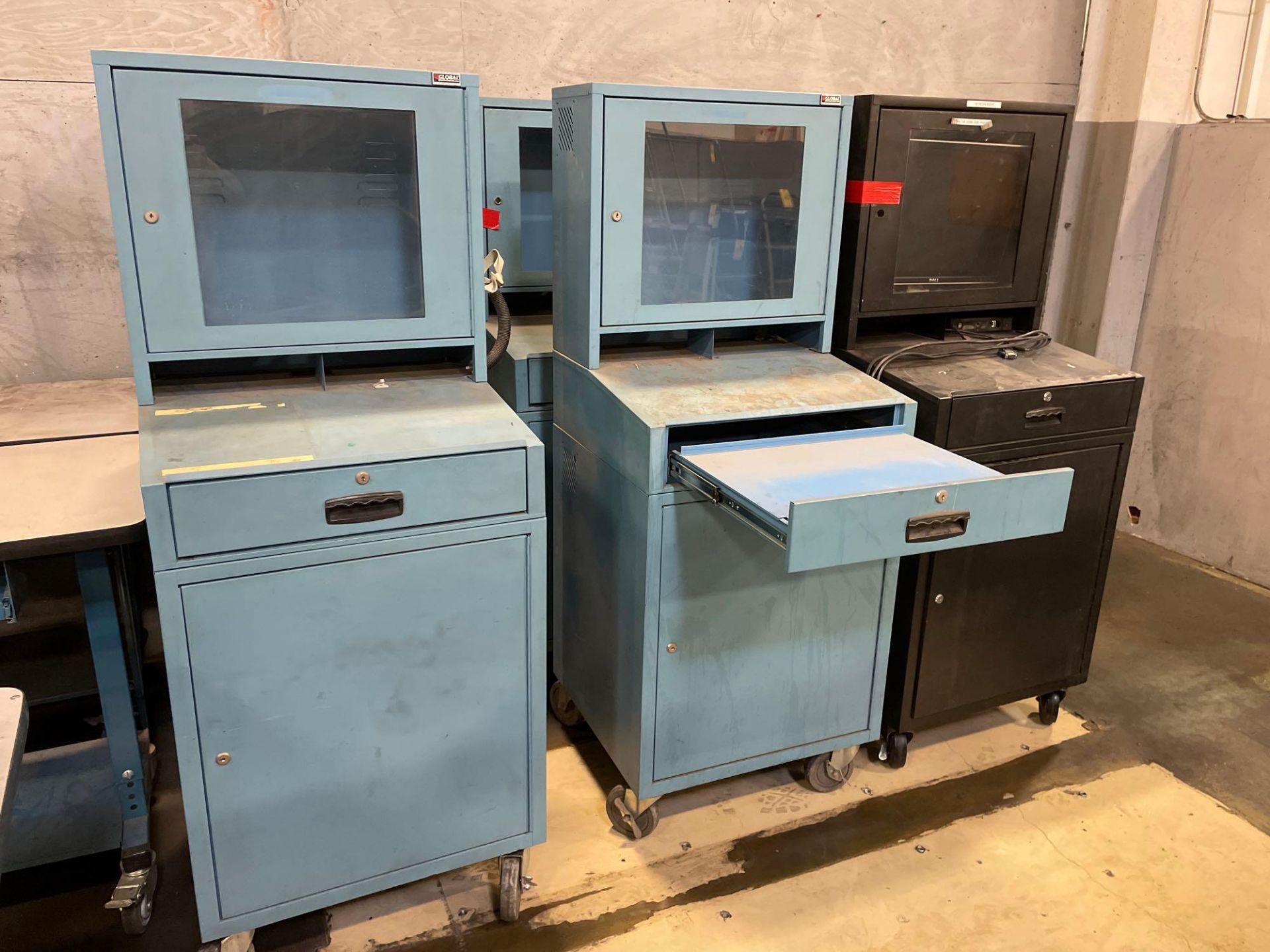 Lot of 3: Global Computer Cabinets on Casters with Scanner Holder, 23" X 25" X 63" - Image 5 of 5