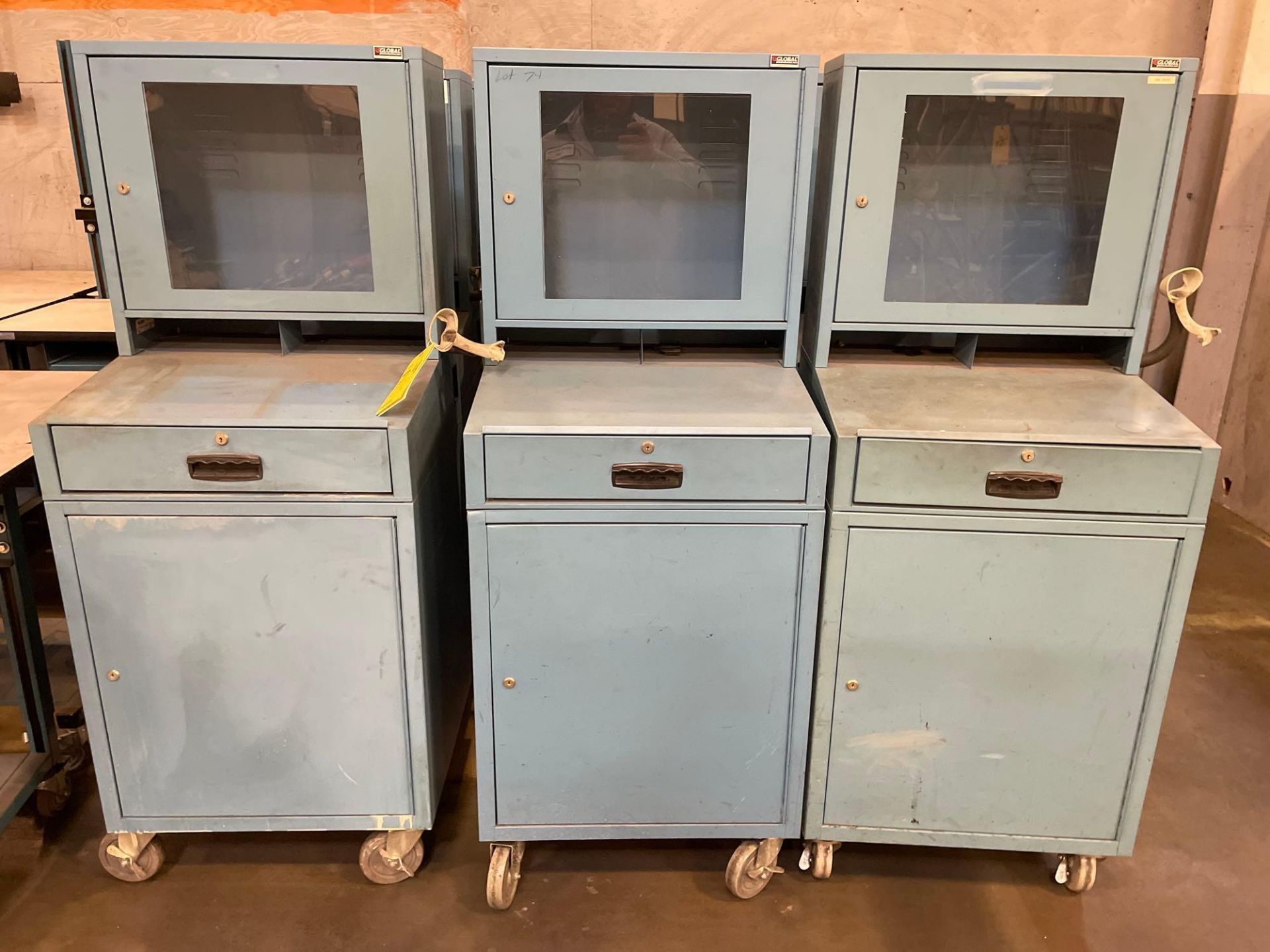 Lot of 3: Global Computer Cabinets on Casters with Scanner Holder, 23" X 25" X 63" - Image 4 of 5