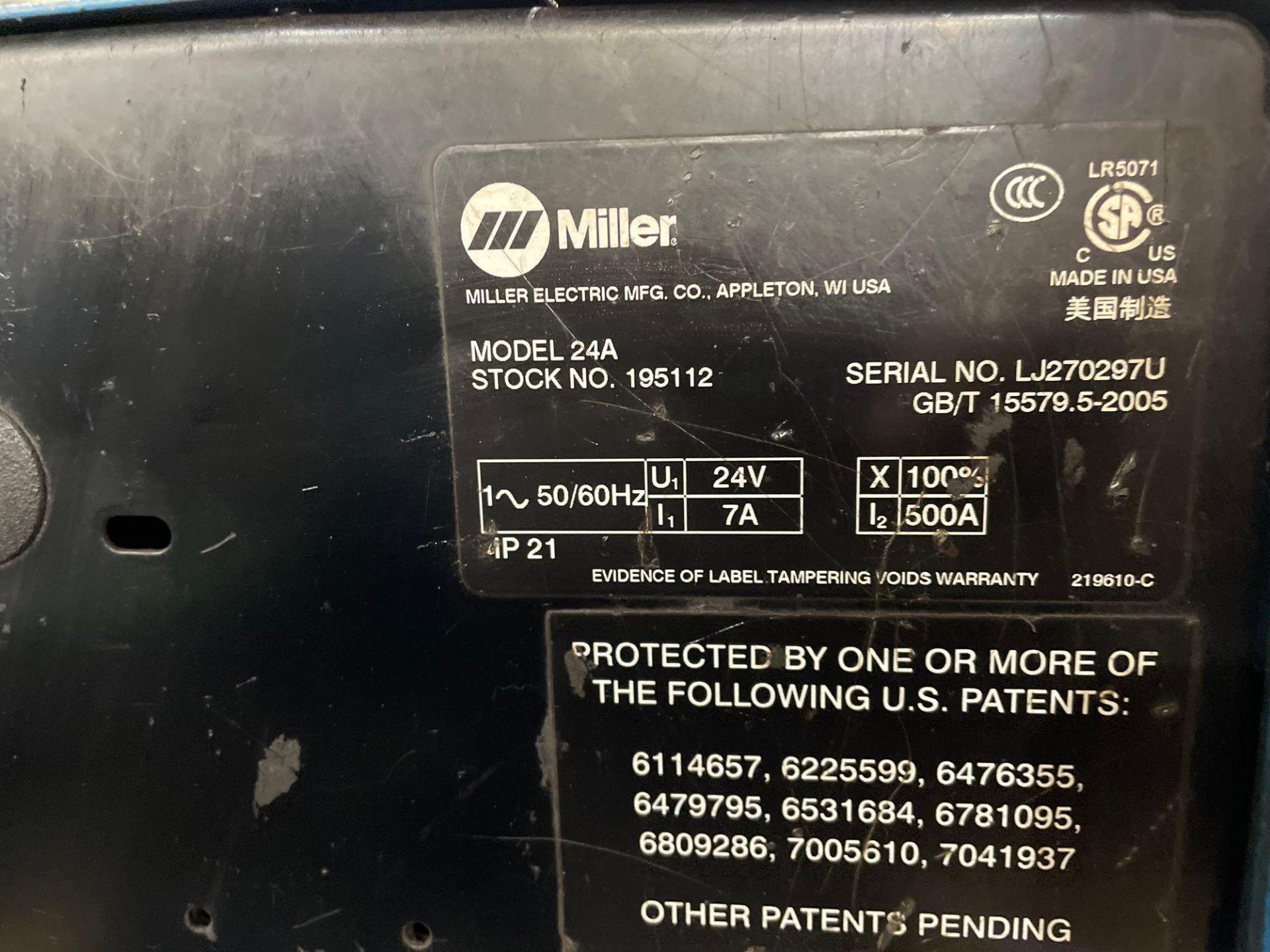 Miller 24A 24V Wire Feeder on Cart - Image 5 of 5