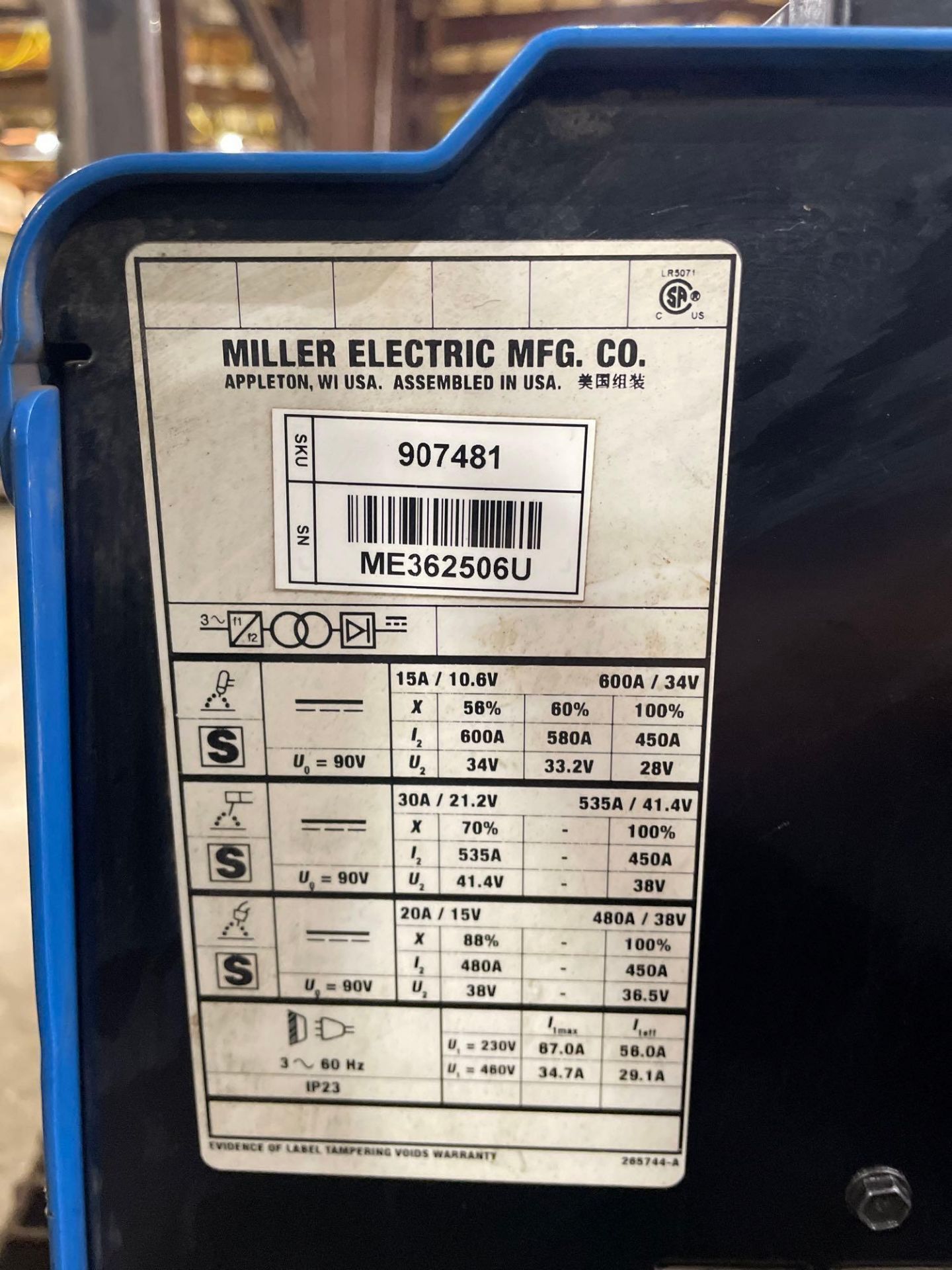 Miller XMT 450 CC/CV Power Source, with Miller 24A 24V Wire Feeder - Image 8 of 8