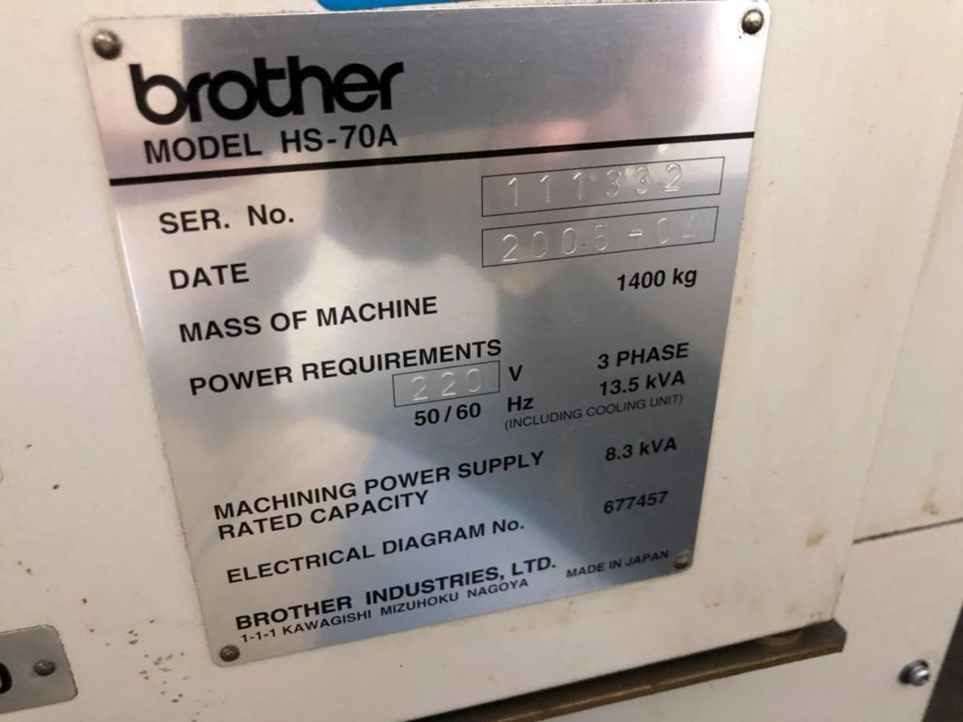 2005 Brother Model HS-70A CNC Wire EDM - Image 15 of 15