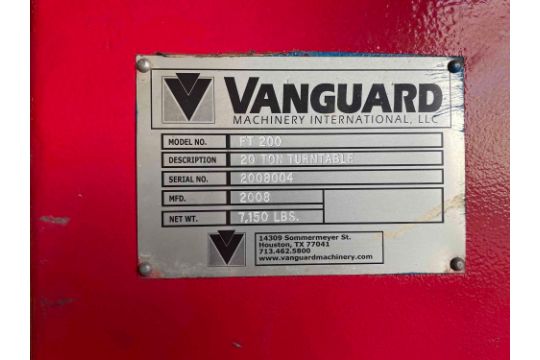 Vangaurd Model FT 200, 20 Ton Turn Table - Image 4 of 6