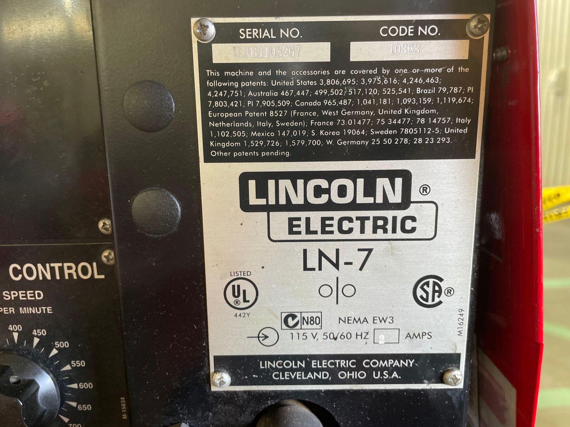 Lincoln Electric IdealArc CV305 Welding Power Source with Lincoln Electric LN-7 Wire Feeder - Image 8 of 8