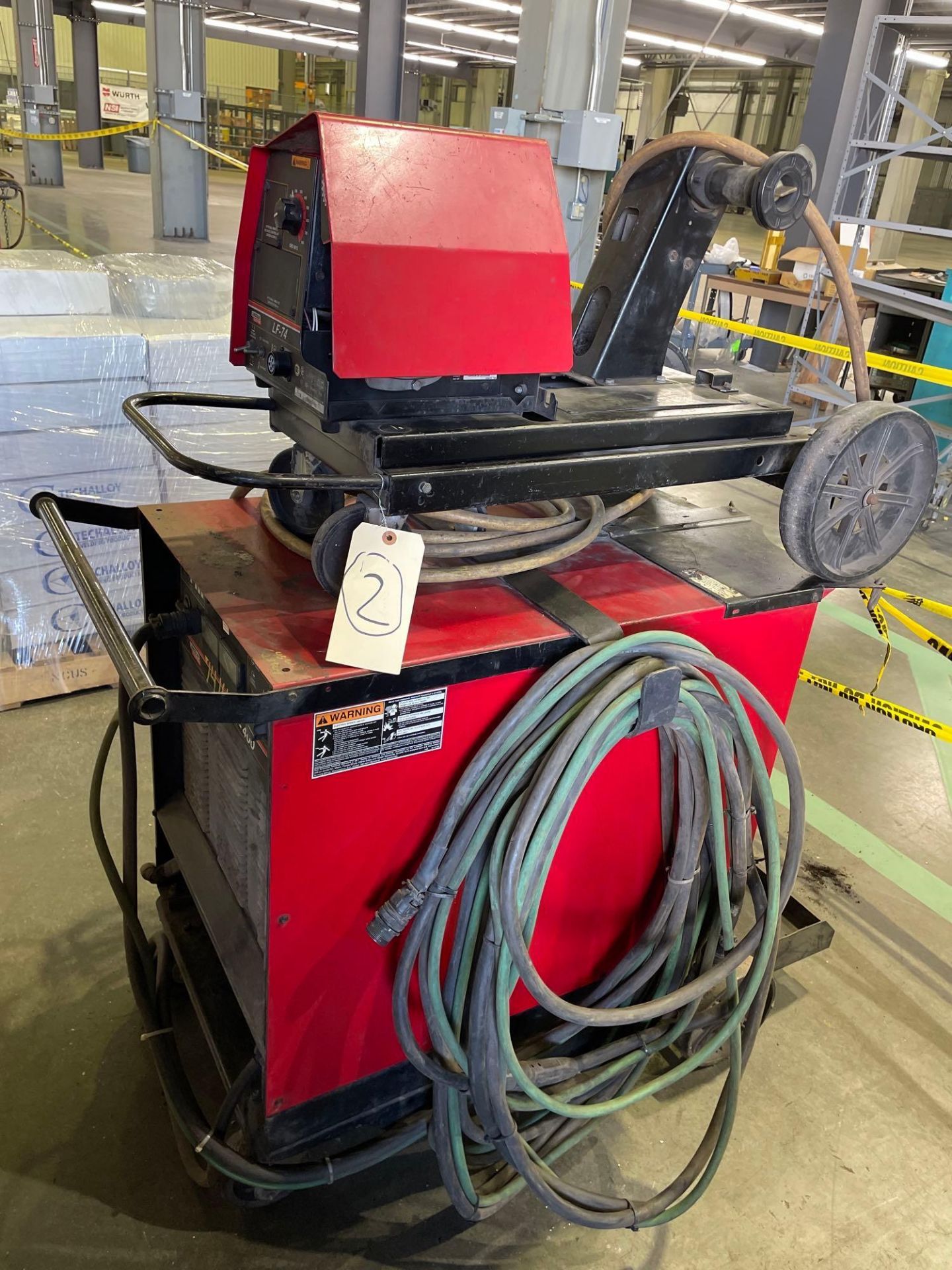 Lincoln Electric CV-400 Welder Power Source Lincoln Electric LF-74 Wire Feeder, on cart - Image 8 of 9