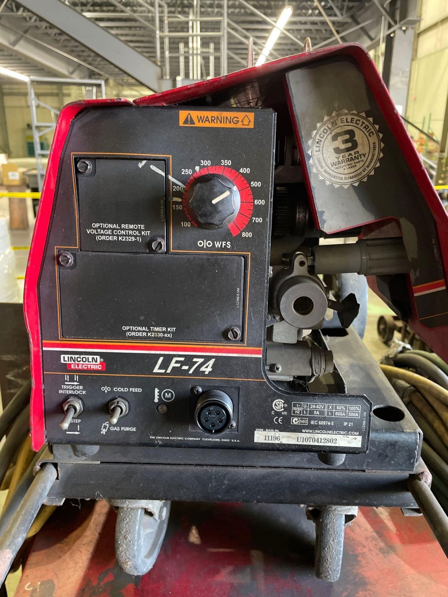 Lincoln Electric CV-400 Welder Power Source with Lincoln Electric LF-74 Wire Feeder - Image 7 of 9