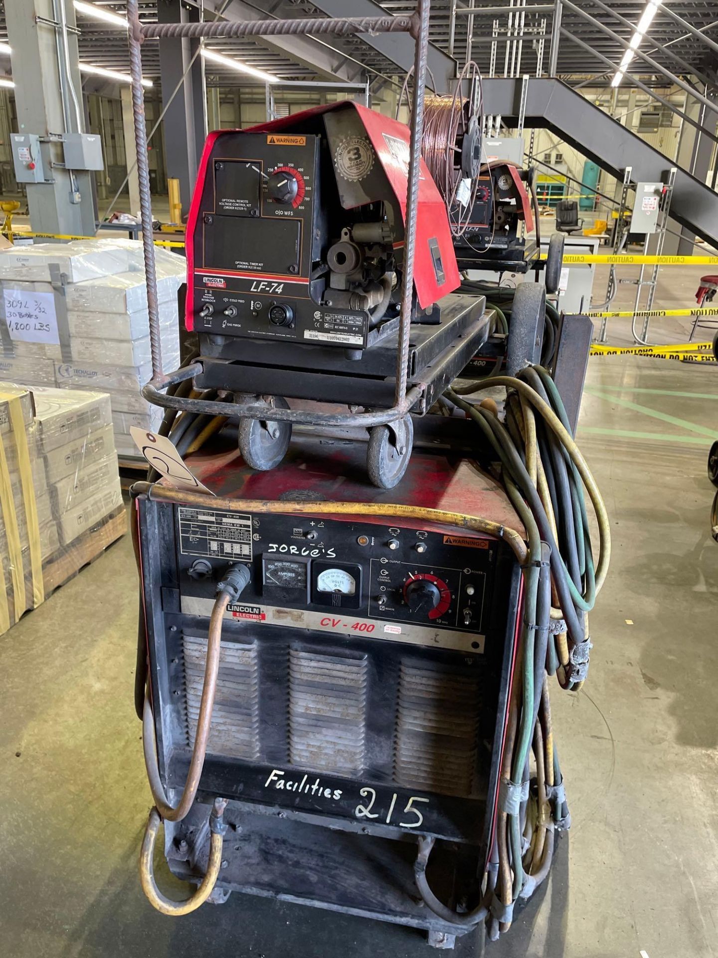 Lincoln Electric CV-400 Welder Power Source with Lincoln Electric LF-74 Wire Feeder