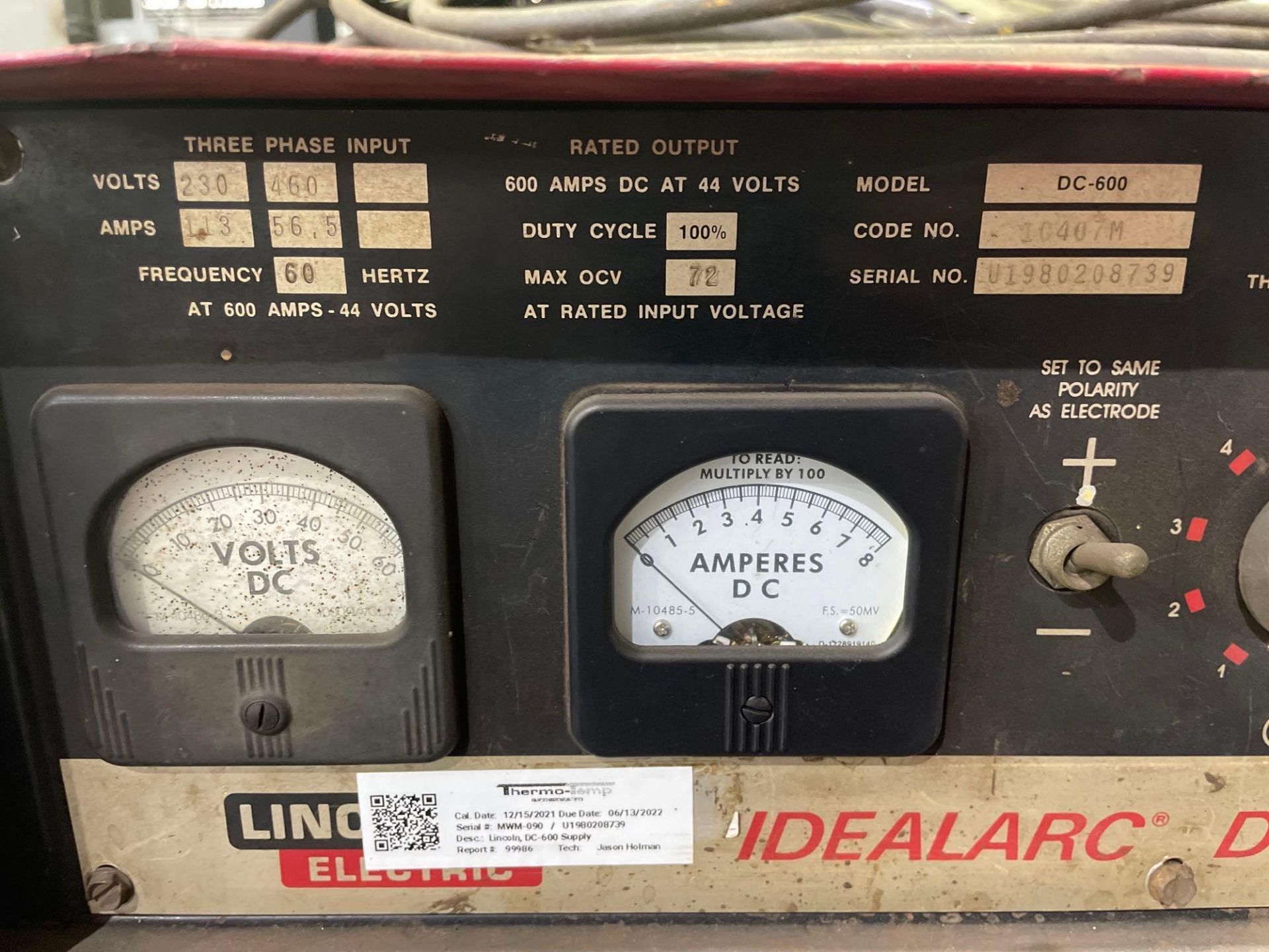 Lincoln Electric Idealarc DC-600 Constant Voltage/Constant Current DC ARC Welder - Image 3 of 7