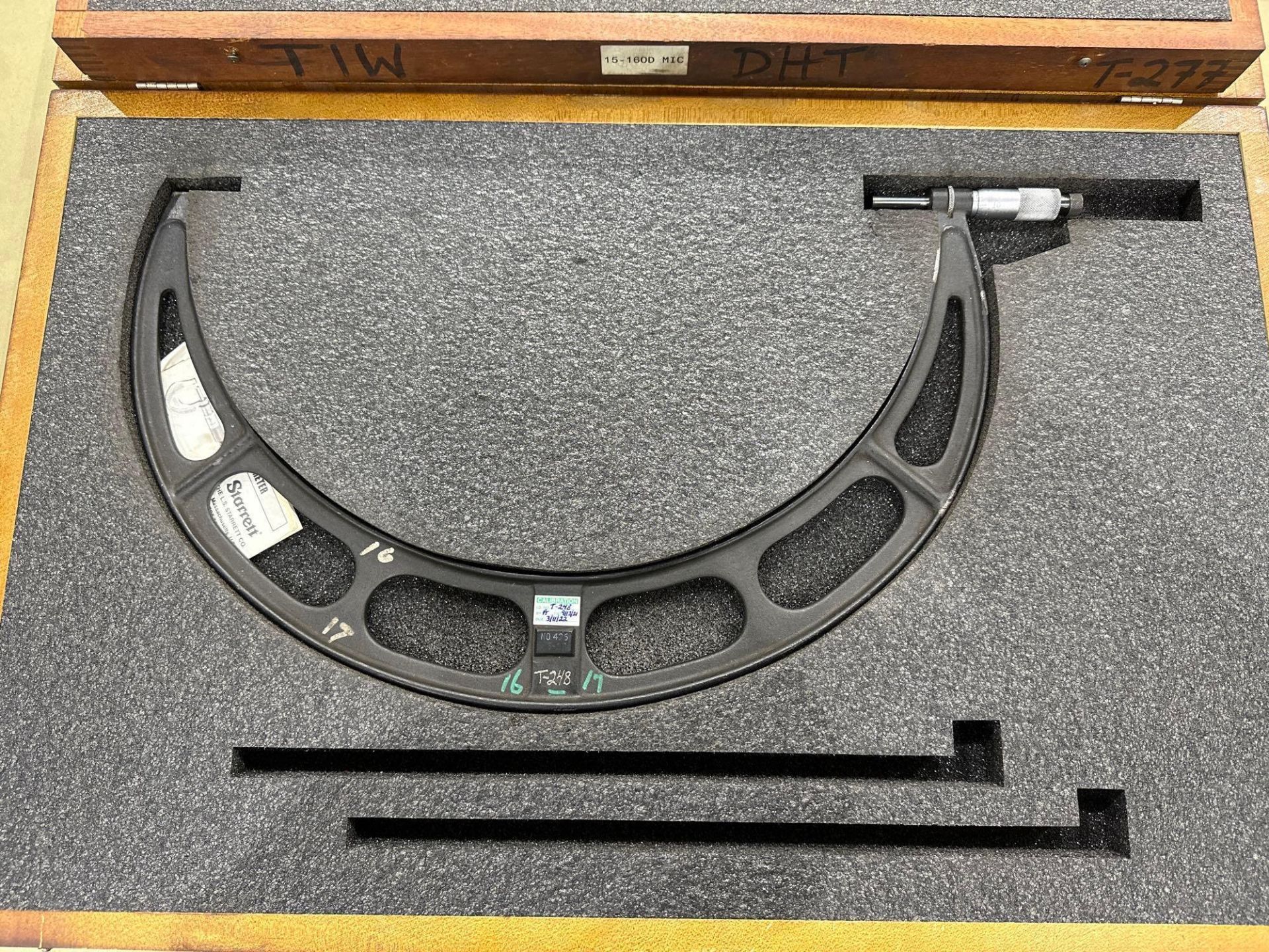 Lot of 2: Starrett OD Micrometers, 15–16”, 16–17” Range, in wood case. See Photo. - Image 4 of 11