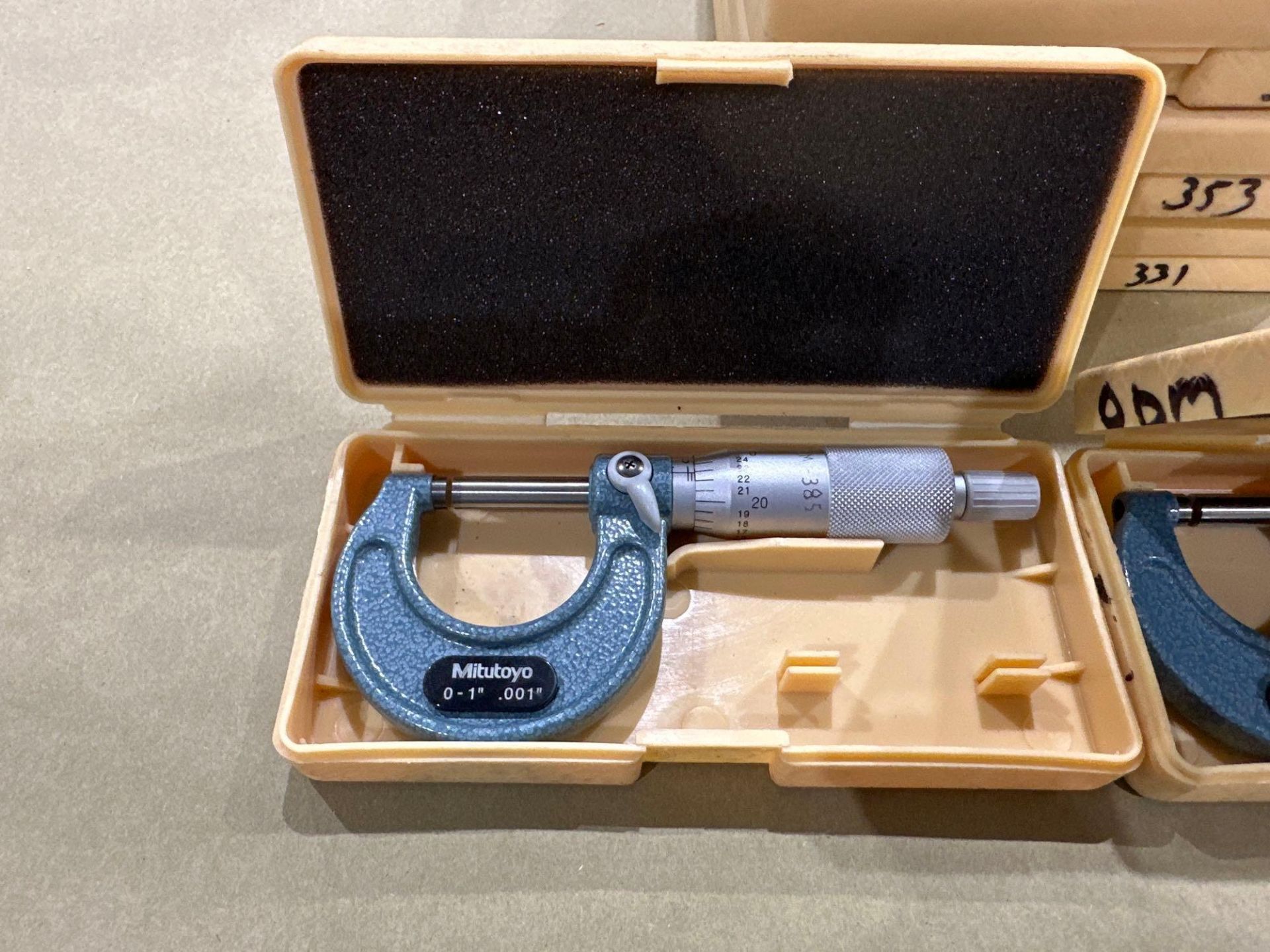 Lot of 12: Mitutoyo Mechanical OD Micrometer M110-1”, 0-1” Range, .001” Graduation, in plastic boxes - Image 6 of 7