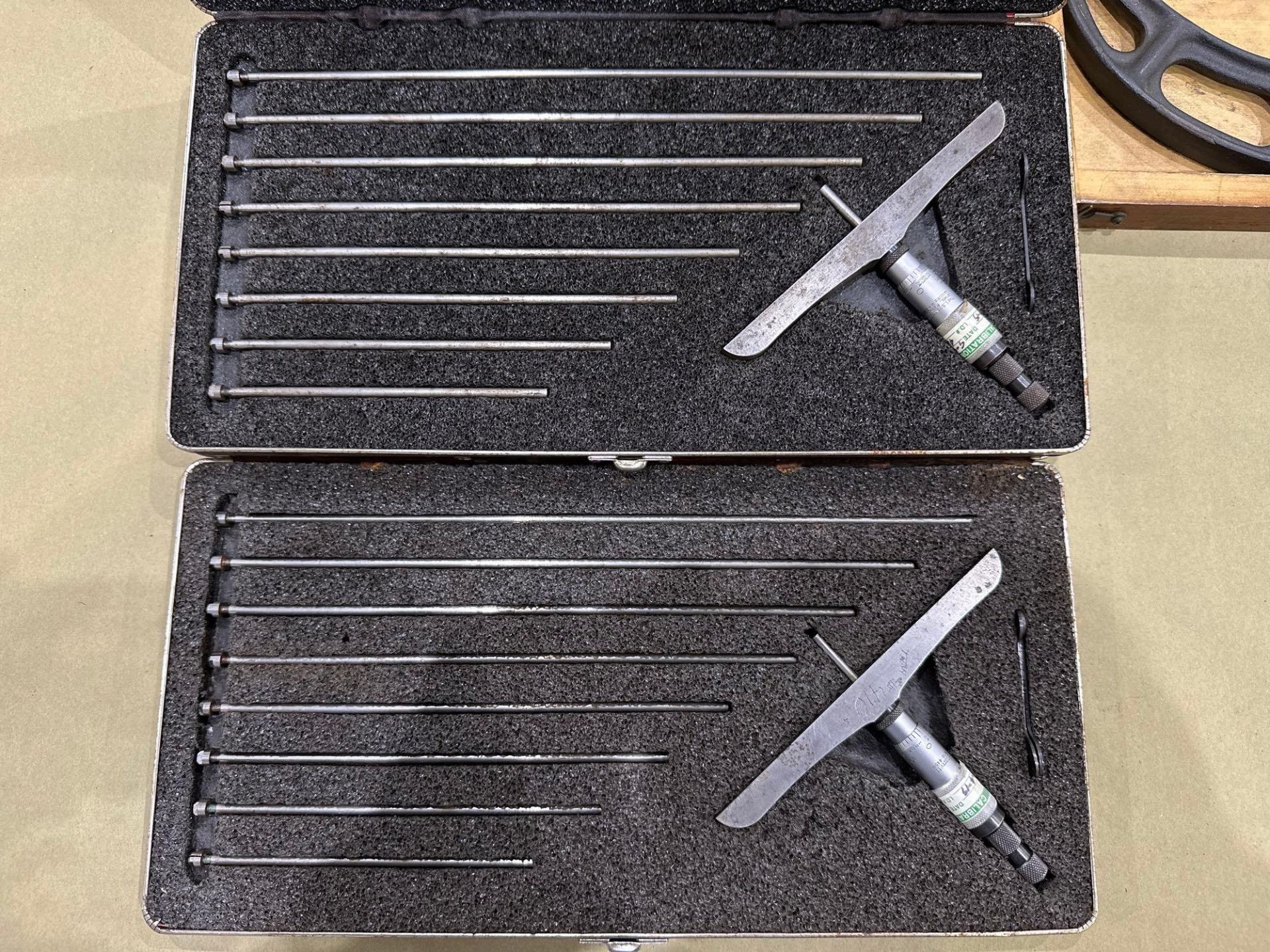 Lot of 4 Assorted Starrett and Mitutoyo Micrometers: Depth, OD, Standard Sets. See Detail - Image 3 of 6