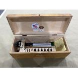 Standard Bore Gage with interchangeable anvils, in wood box. See Photo.