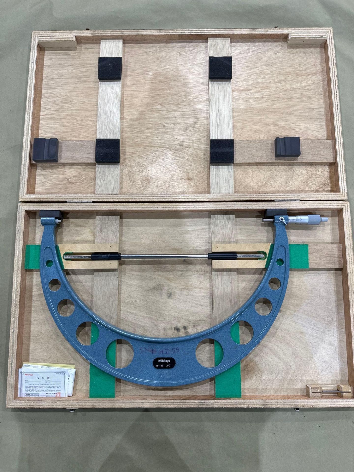 Mitutoyo Mechanical OD Micrometer No. 103-193, 16"–17” Range, .001” Graduation, in wood case. - Image 3 of 8