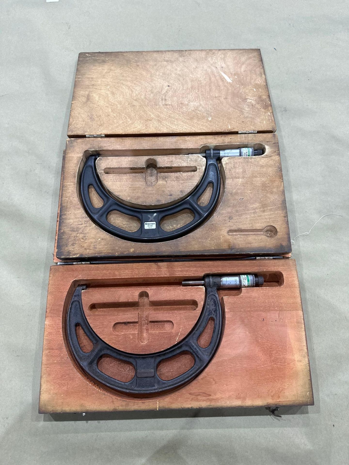 Lot of 2 Starrett OD Micrometer No. 436, 6-7" Range, in wood case. See Photo - Image 3 of 9