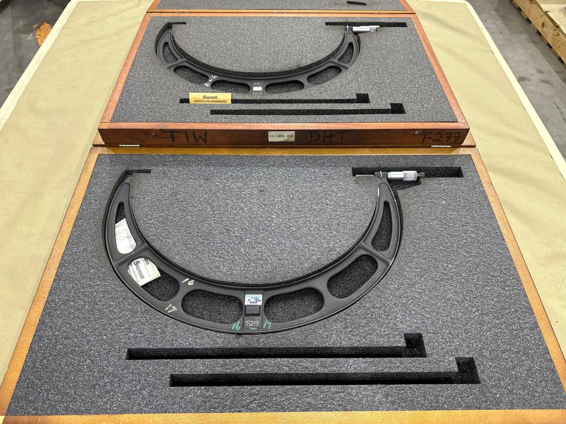 Lot of 2: Starrett OD Micrometers, 15–16”, 16–17” Range, in wood case. See Photo. - Image 11 of 11