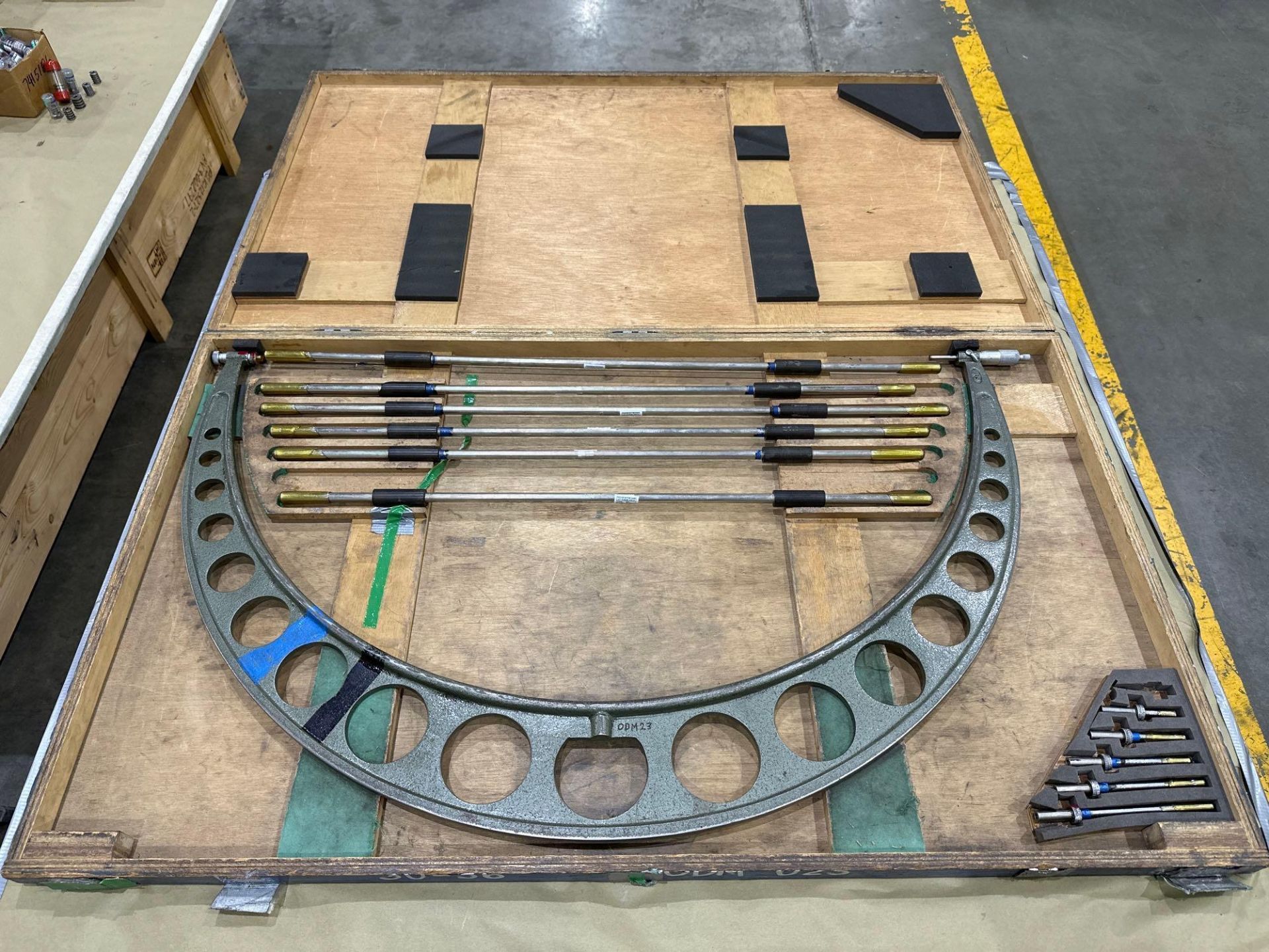 Mitutoyo Mechanical OD Micrometer Set, Range 30" - 36" with interchangeable anvils, in wood case