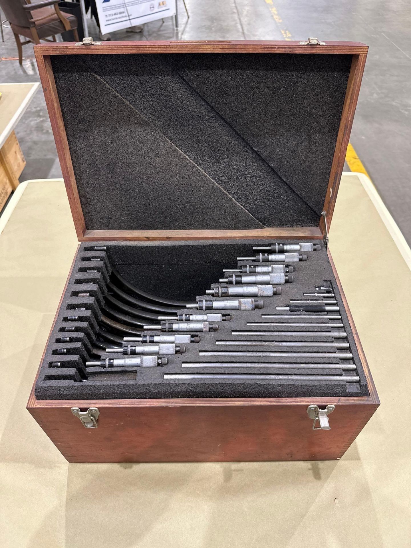 Starrett Mechanical OD Micrometer Set 1–12” Range, in wood box - Image 3 of 5
