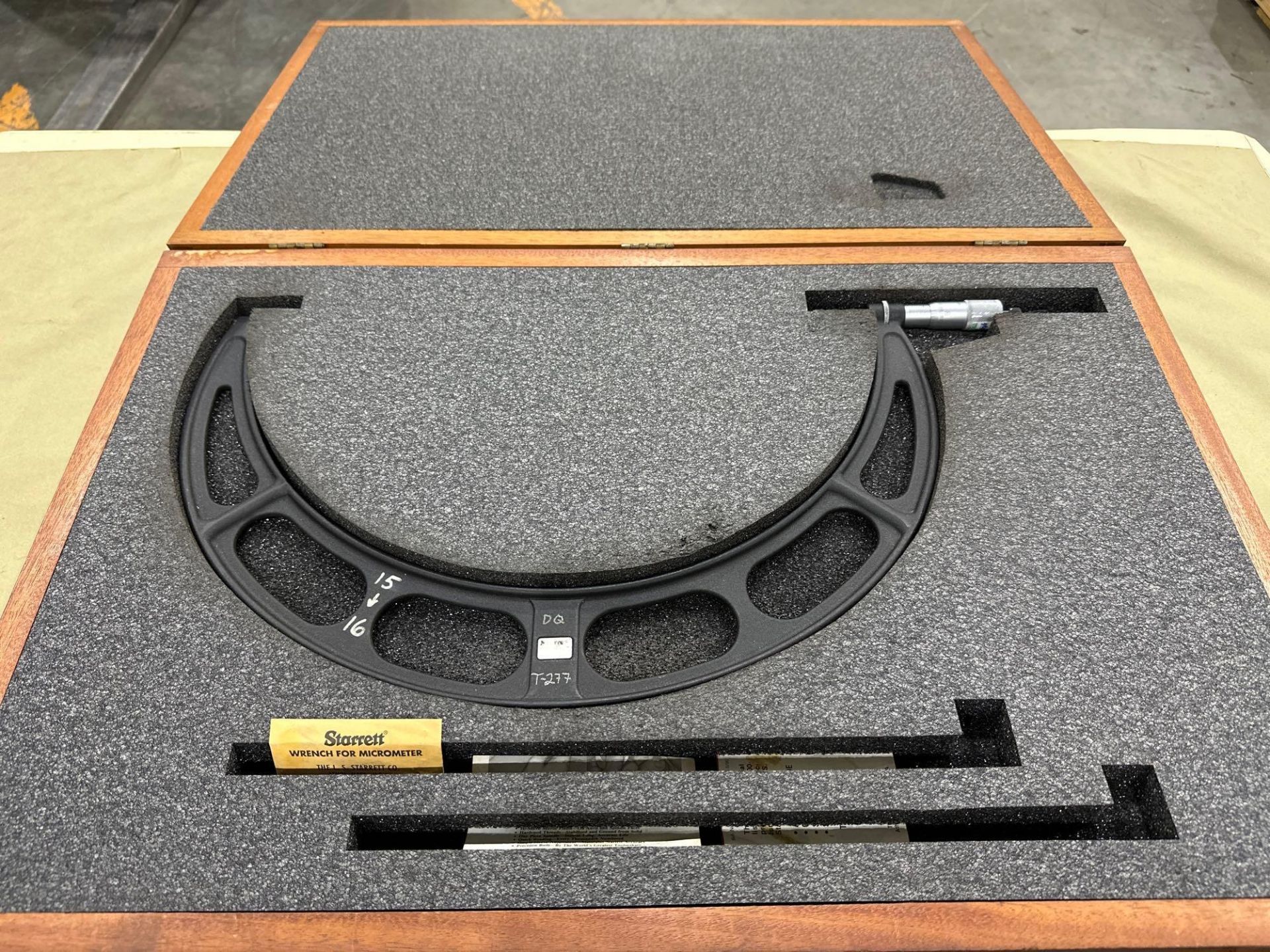 Lot of 2: Starrett OD Micrometers, 15–16”, 16–17” Range, in wood case. See Photo. - Image 7 of 11