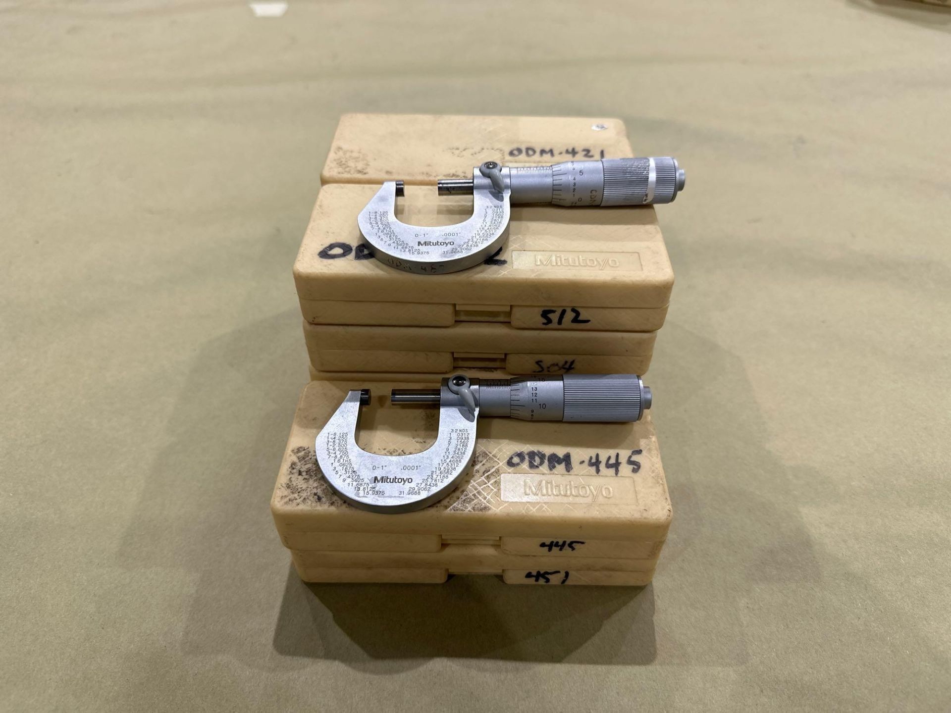 Lot of 12: Mitutoyo Mechanical OD Micrometer M225-1”, 0-1” Range, .0001” Graduation in plastic boxes - Image 2 of 7