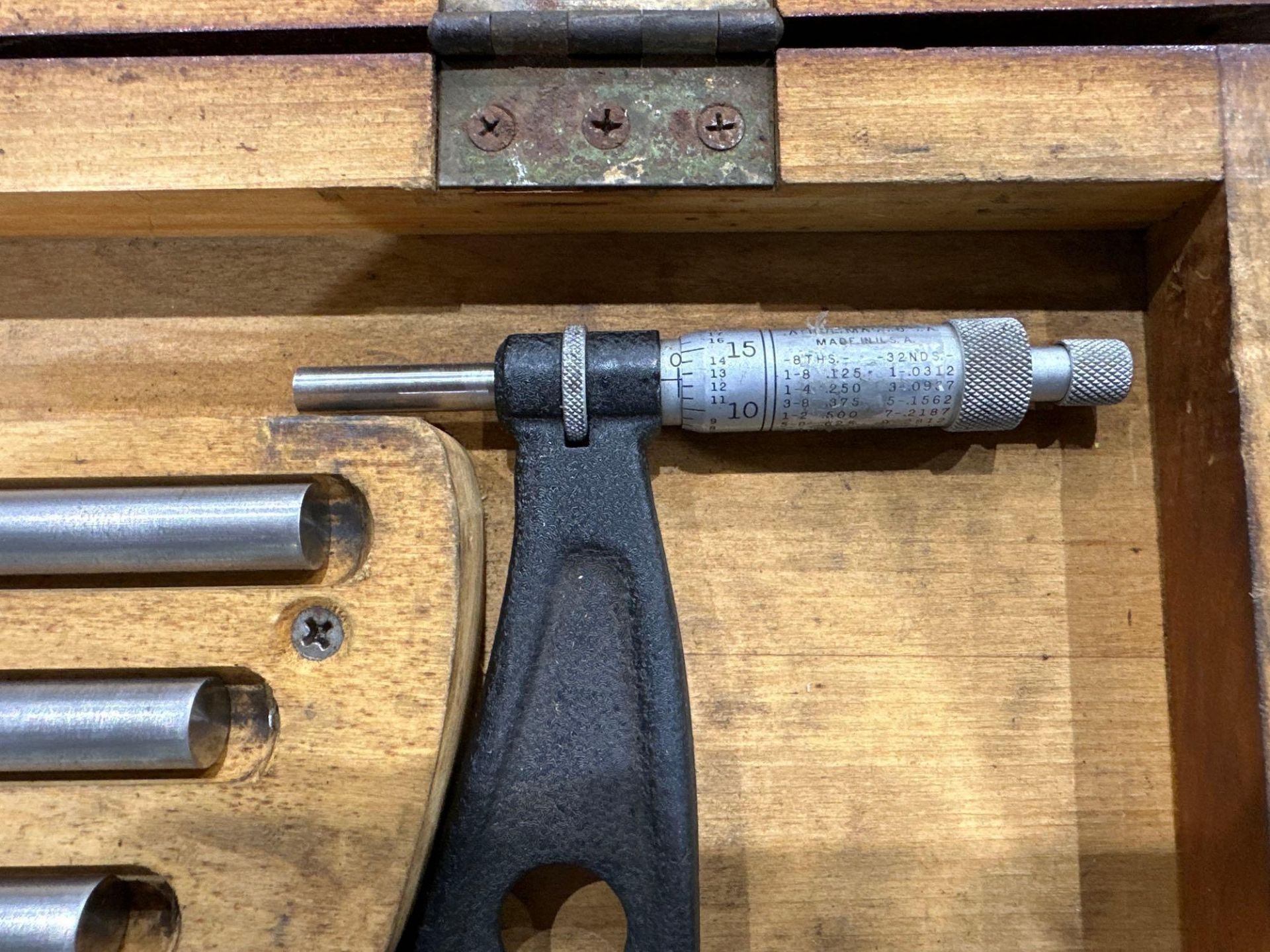 Starrett OD Micrometer Set No. 224,  12 to 16” range, with interchangeable anvils, in wood case - Image 6 of 8