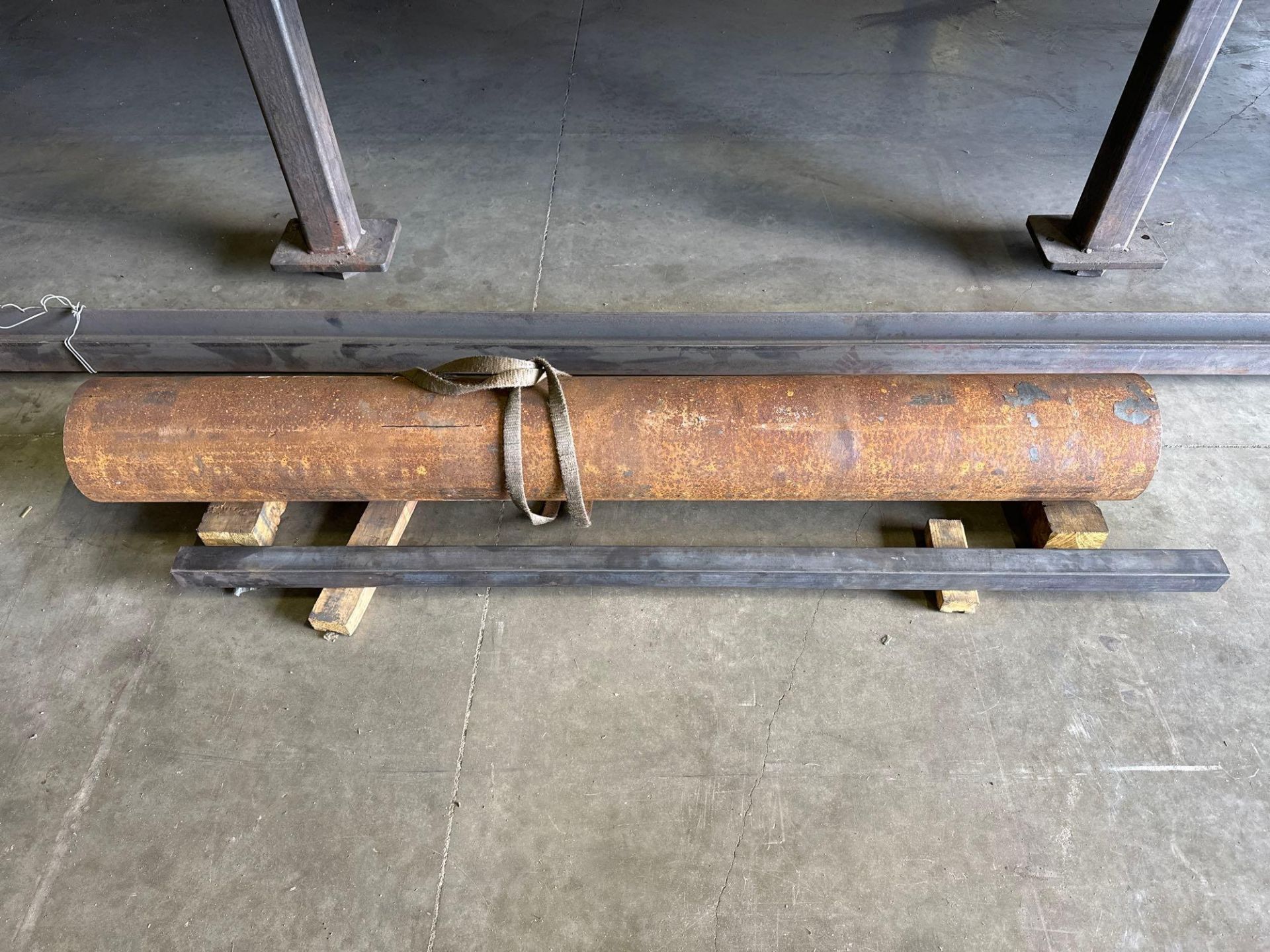 Lot of 2: (1) Solid Square Bar, 64” X 2” x 2”, (1) Round Bar, 66” X 8” Dia. - Image 4 of 5