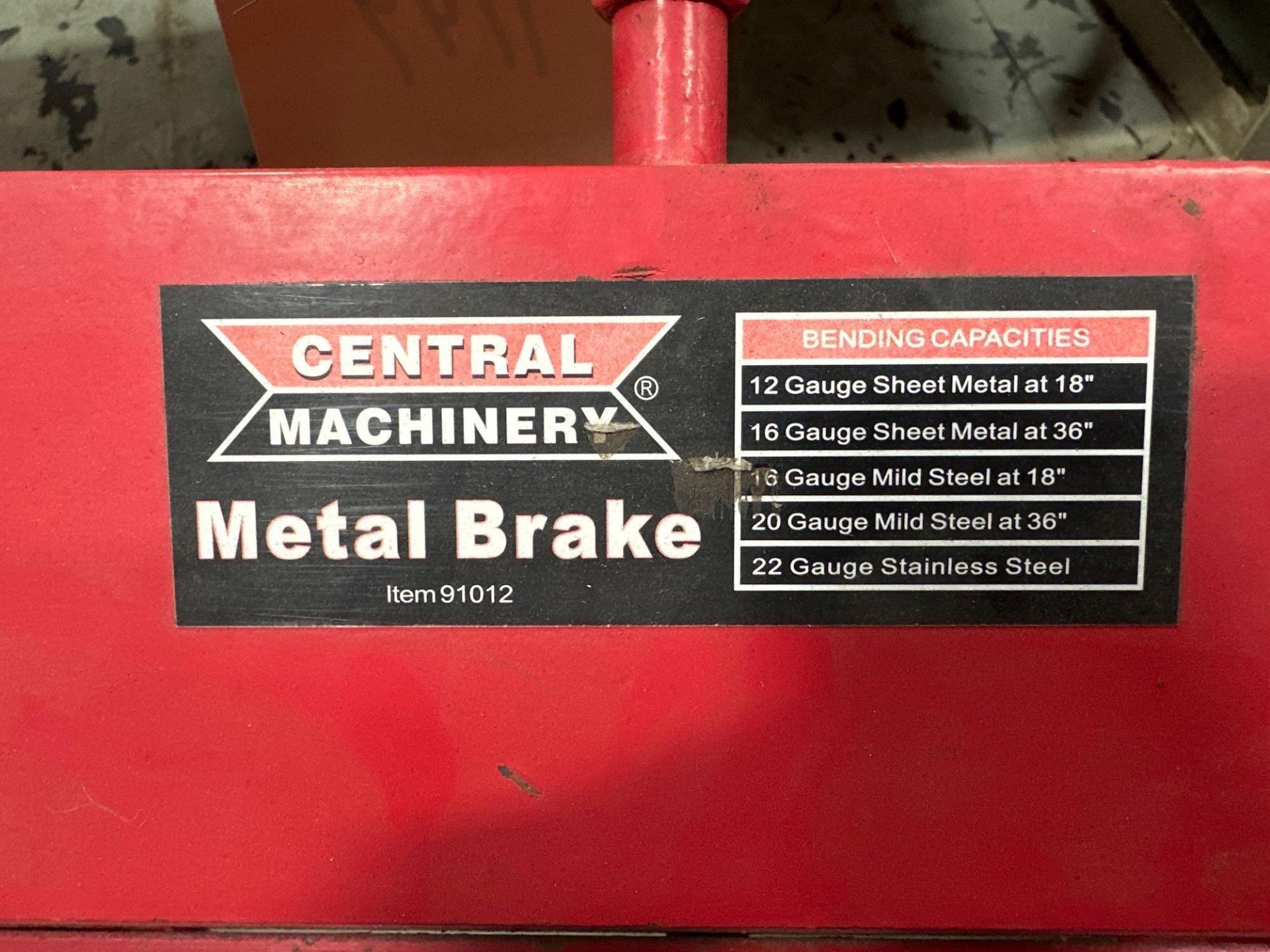 36” Central Machinery Metal Brake Model 91042 - Image 2 of 5