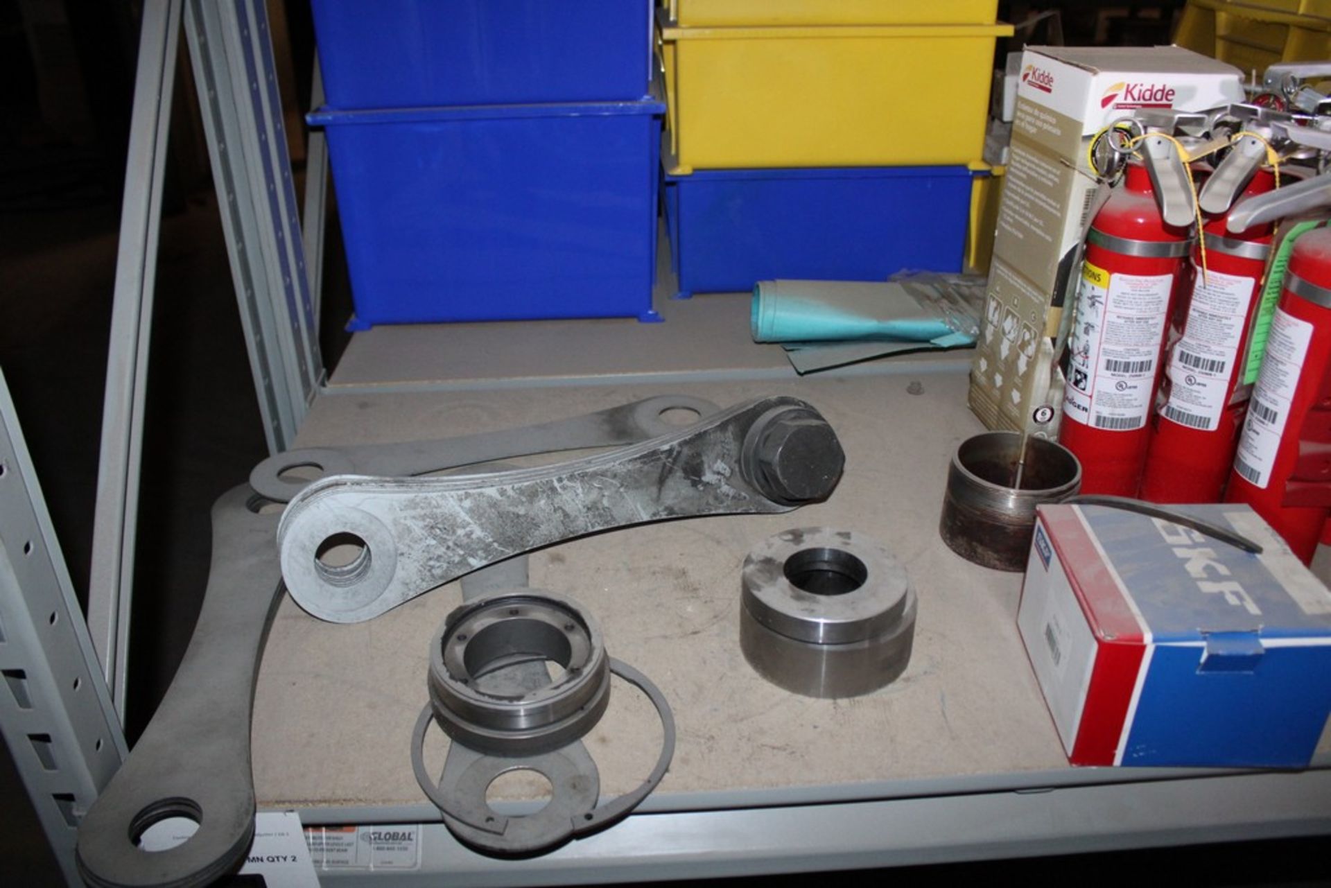 BRACKETS, BUSHINGS, FIRE EXTINGUISHERS, SAFETY LANYARD AND PARTS ON SHELF - Image 2 of 4