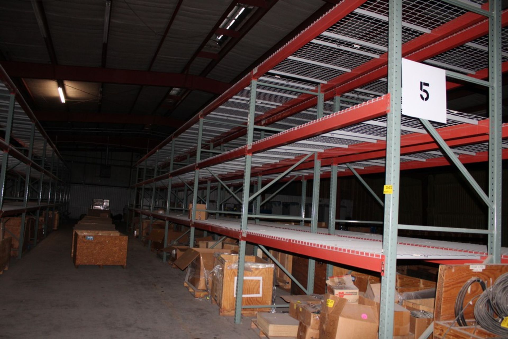 (7) SECTIONS OF TEAR-DROP PALLET RACK, 10' X 4' X 12'H, CONSISTING OF (8) UPRIGHTS, (42) CROSS