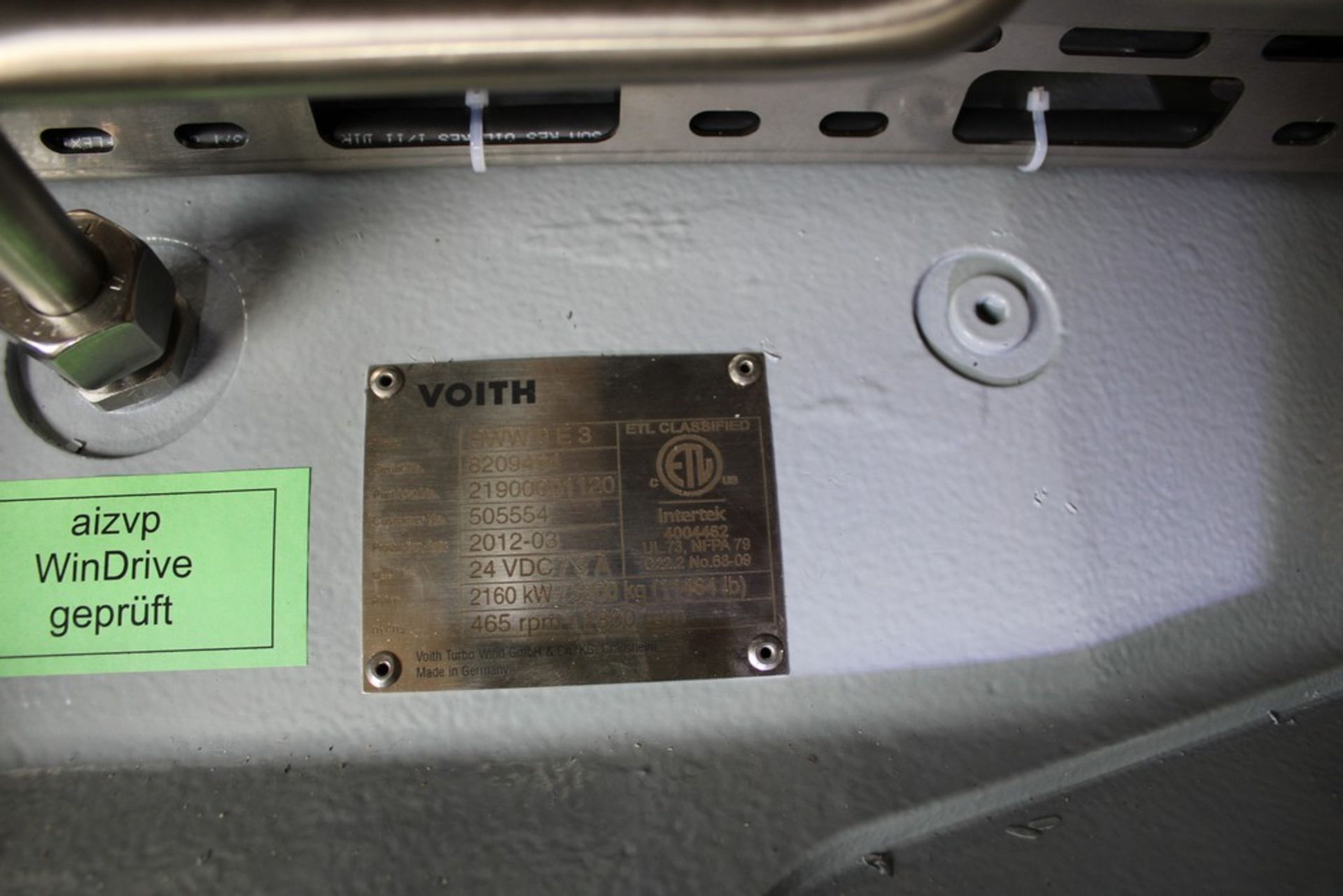 VOITH WINDRIVE GENERATOR, MODEL RWW9E3, 24VDC/3A, 465/1800 RPM - Image 2 of 3