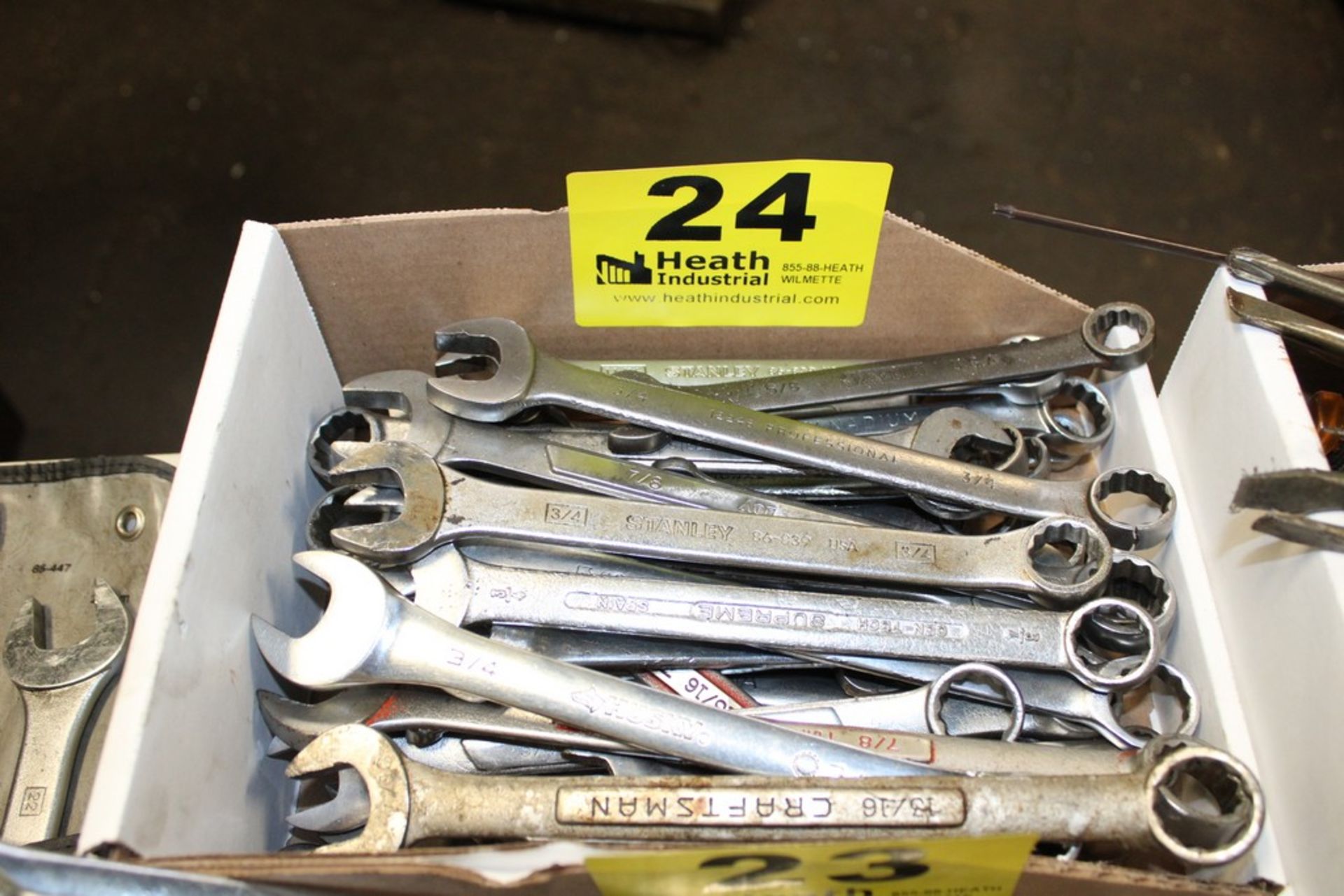 LARGE QTY OF COMBINATION WRENCHES IN BOX