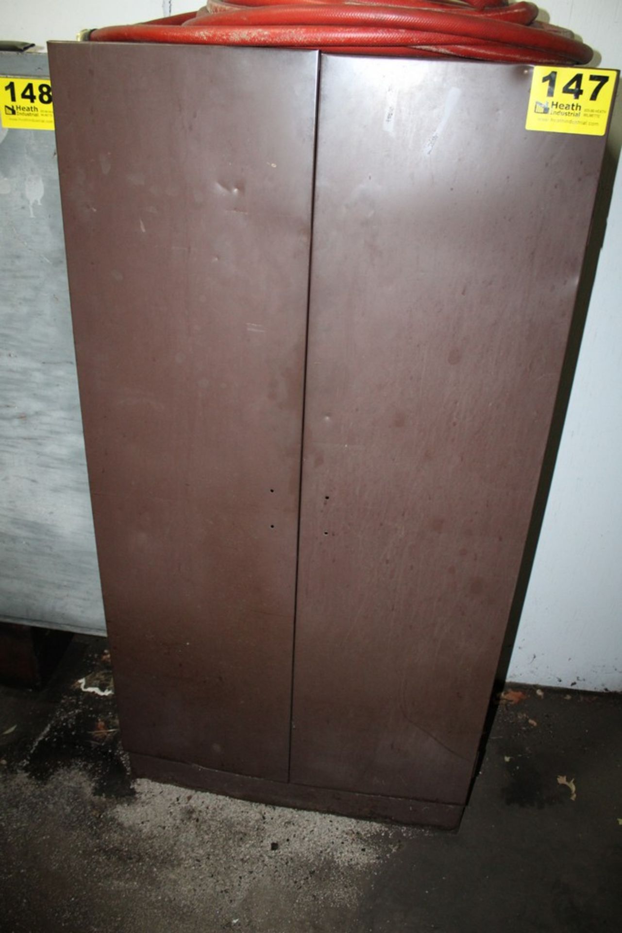 TWO DOOR STEEL STORAGE CABINET WITH PIN GAGE SETS 30" X 19" X 60"