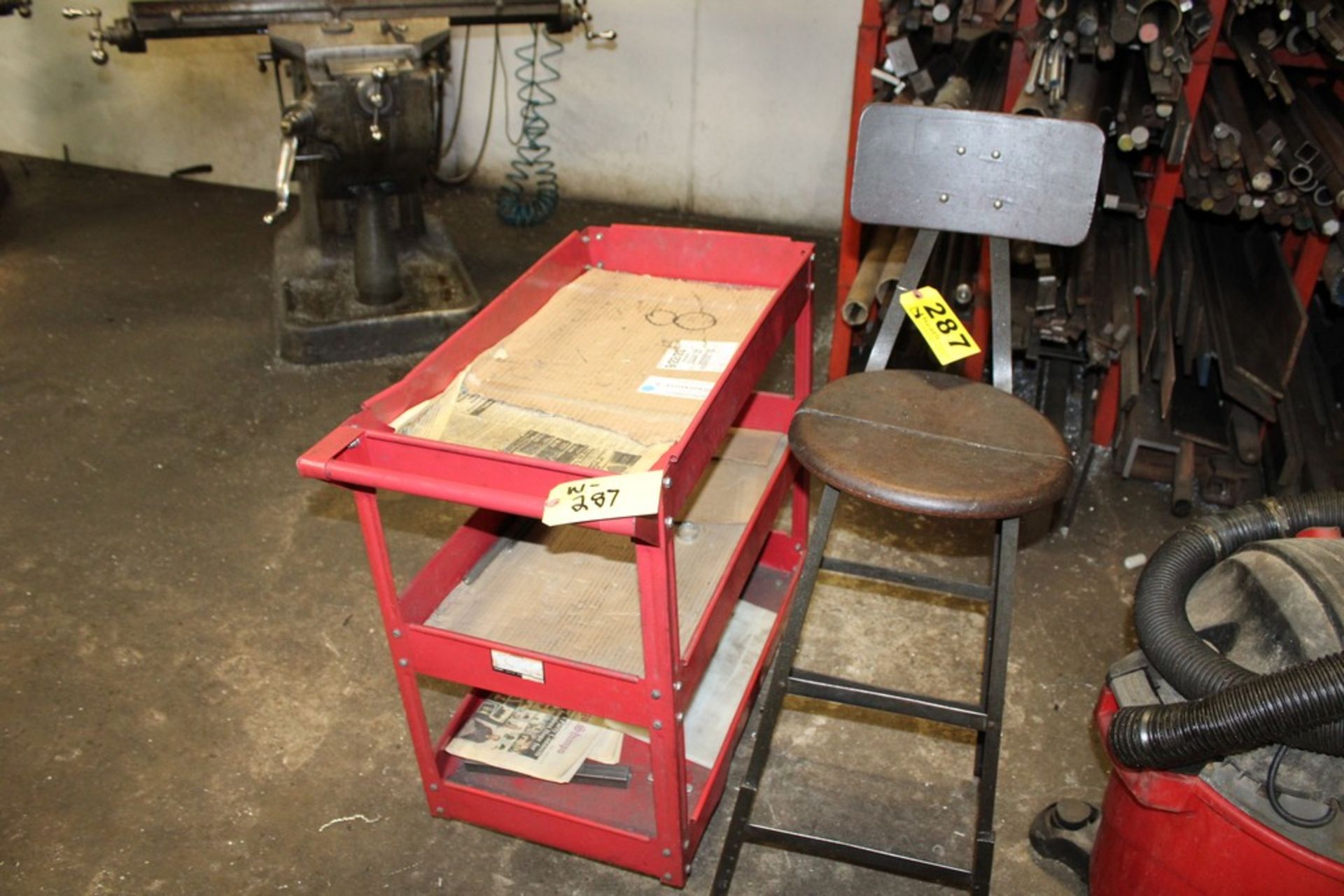 SHOP STOOL & FOUR WHEEL SHOP CART