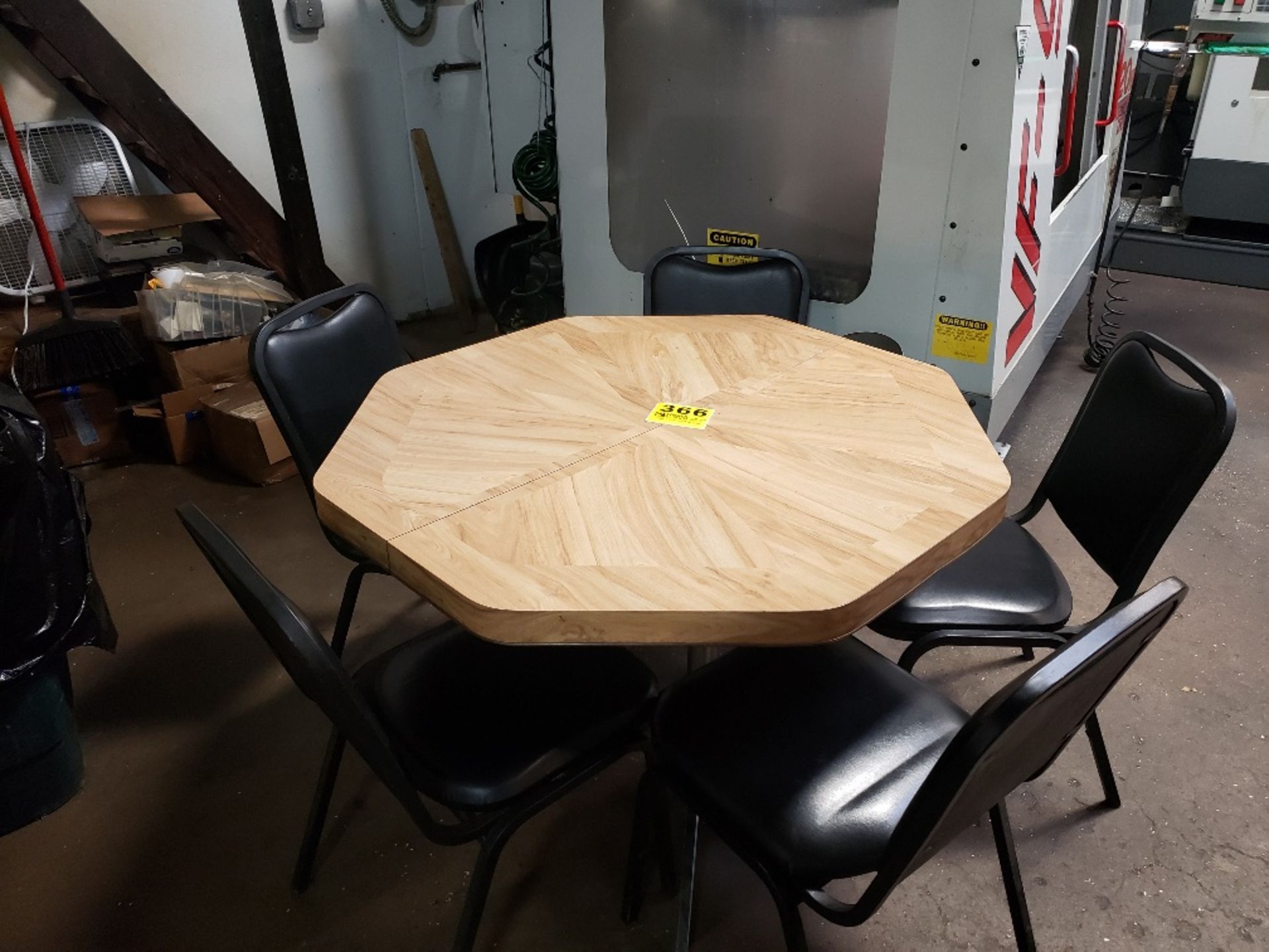 OCTAGON DINING TABLE WITH (5) STACKING CHAIRS