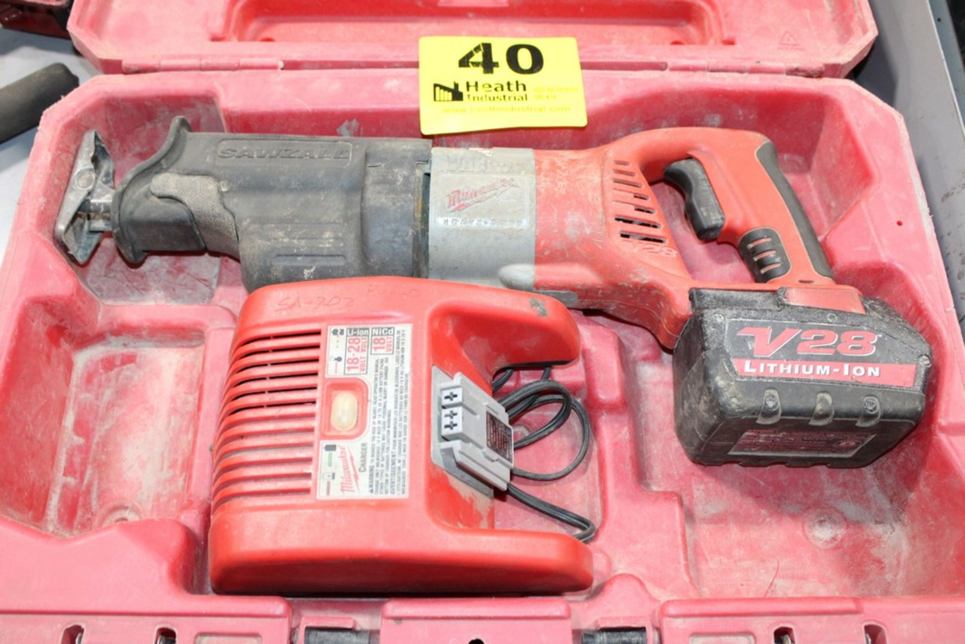 MILWAUKEE MODEL V28 CORDLESS SAWZALL W/ BATTERY AND CHARGER - Image 2 of 3