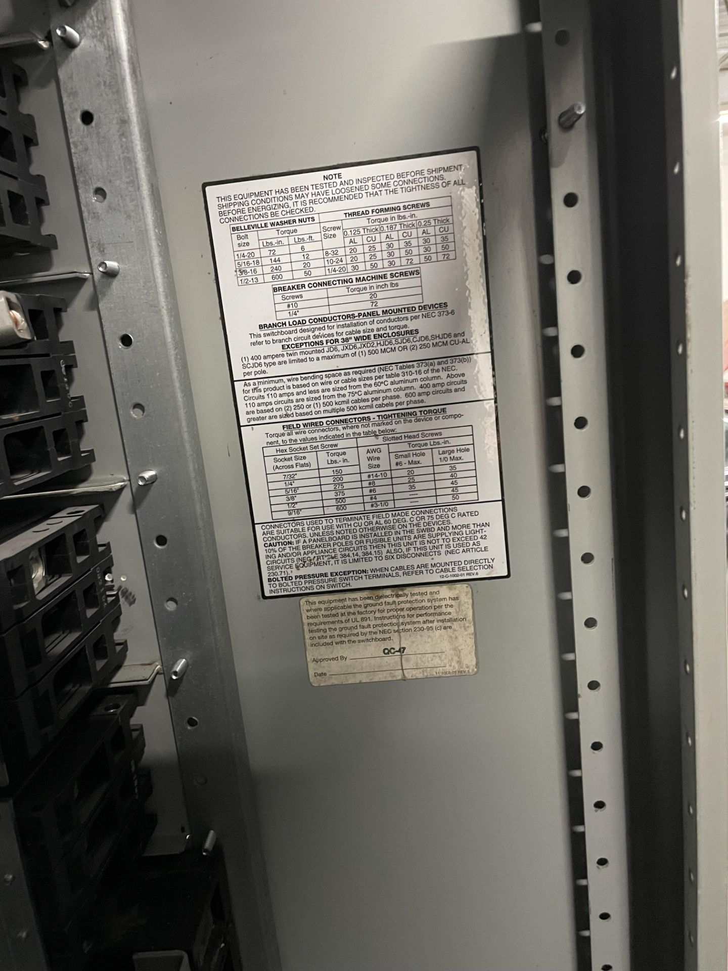 SIEMENS SWITCHBOARD CAT NO. SB3REV.A ENCLOSURE, SUPPLY MAINS-1600A, SUPPLY NEUTRAL-1600A, A, 30" X - Image 10 of 10