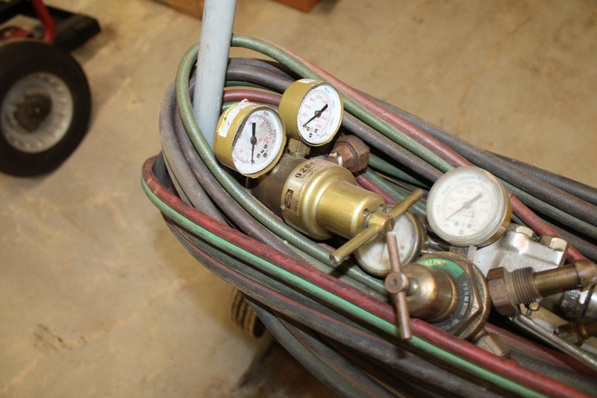 TWO TANK WELDING CART WITH HOSE, GAGES AND TORCH - Image 4 of 4