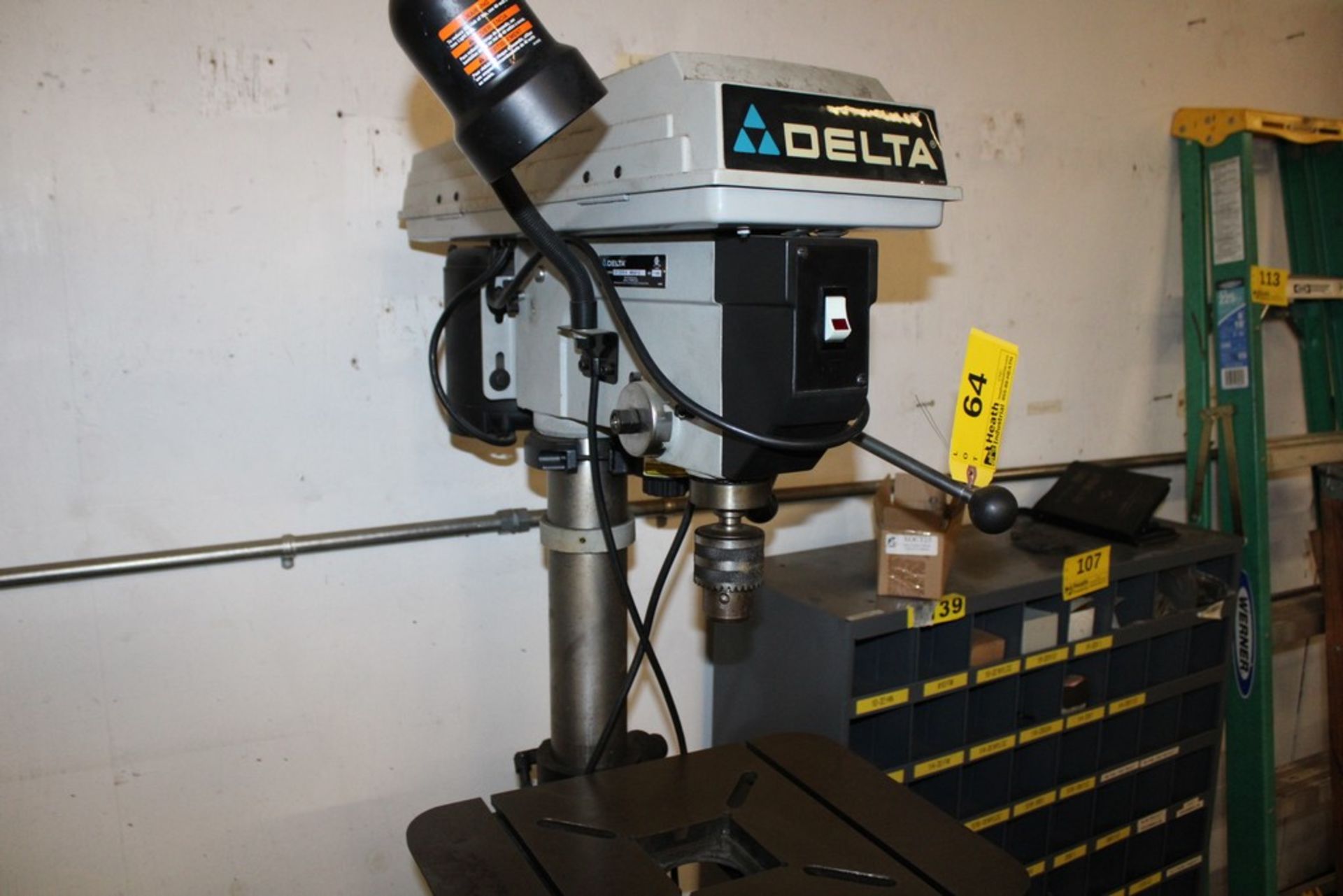 DELTA MODEL 17-950L 16-1/2" FLOOR STANDING DRILL PRESS, 14" X 18" SLOTTED TABLE, WORK LIGHT - Image 2 of 5