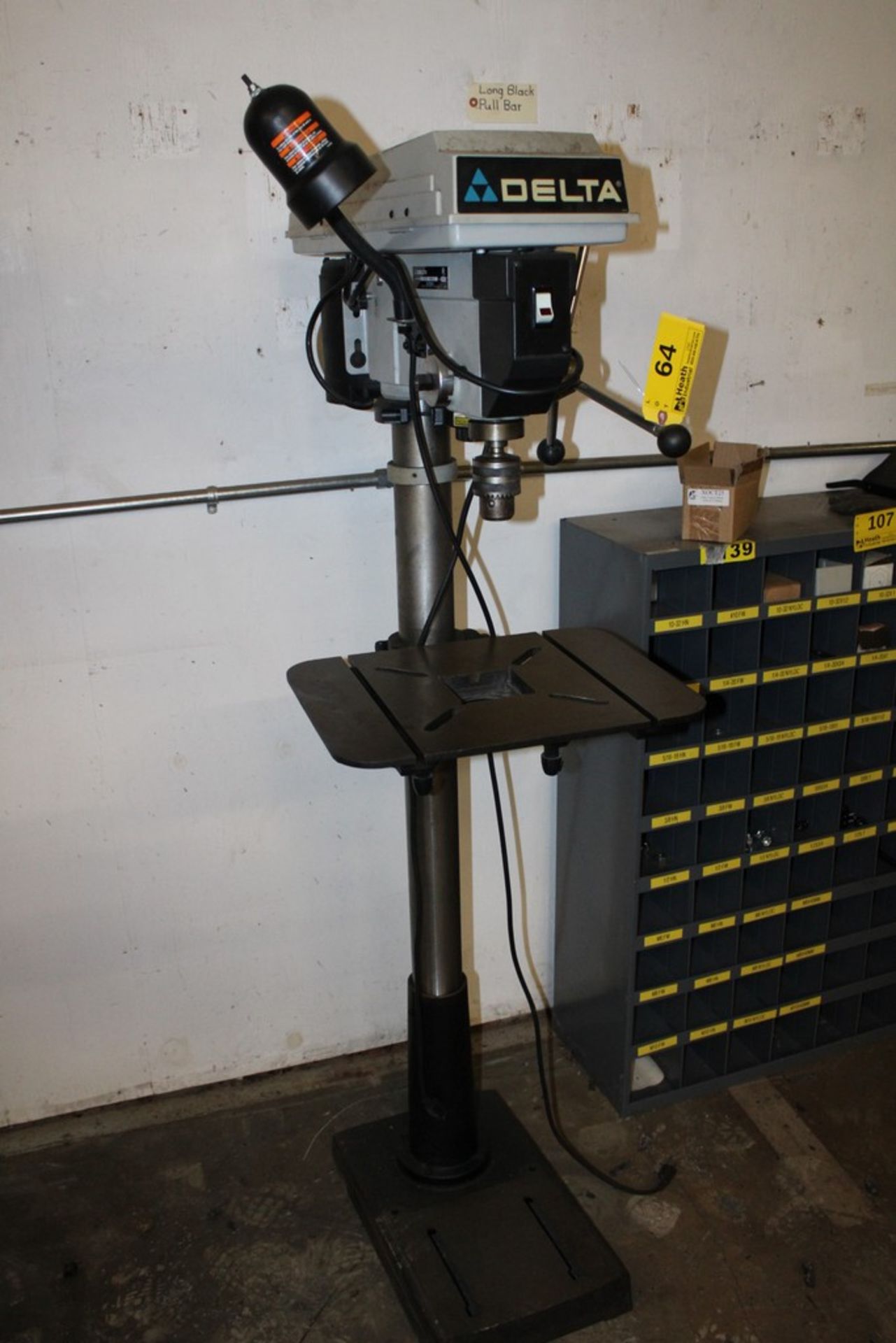 DELTA MODEL 17-950L 16-1/2" FLOOR STANDING DRILL PRESS, 14" X 18" SLOTTED TABLE, WORK LIGHT