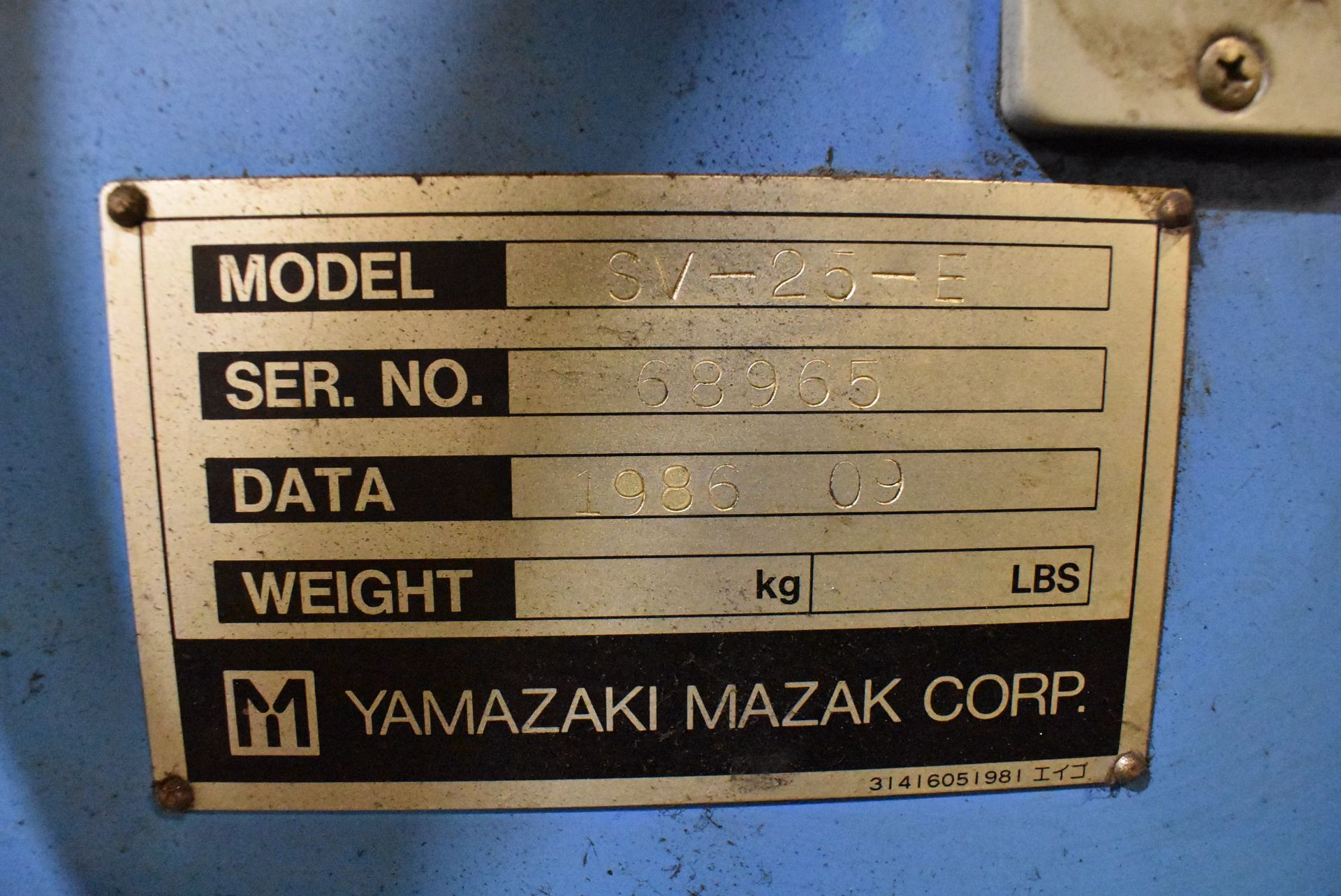 MAZAK 4-AXIS MODEL SV-25 CNC VERTICAL MACHINING CENTER, S/N 68965 - Image 12 of 30