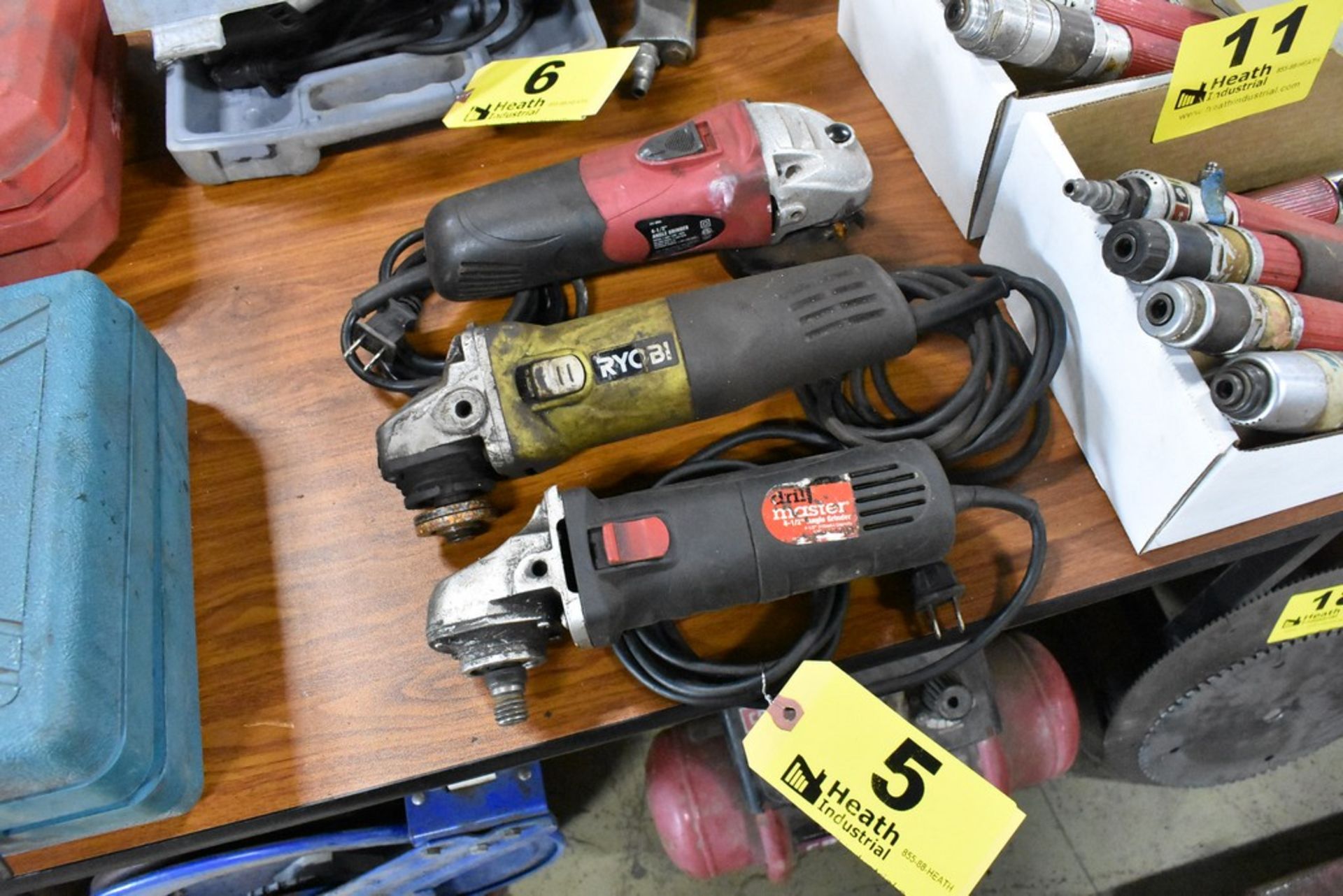 RYOBI, DRILL MASTER & CENTRAL 4-1/2" RIGHT ANGLE GRINDERS