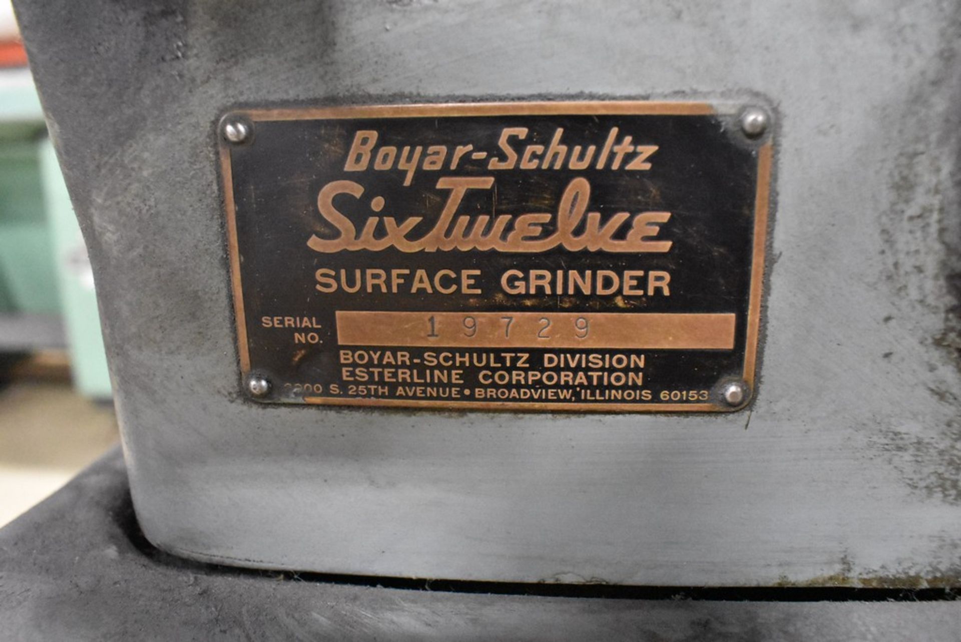 BOYAR SCHULTZ 612 DELUXE 6" X 12" HAND FEED SURFACE GRINDER S/N 19729 (NO CHUCK) - Image 8 of 8