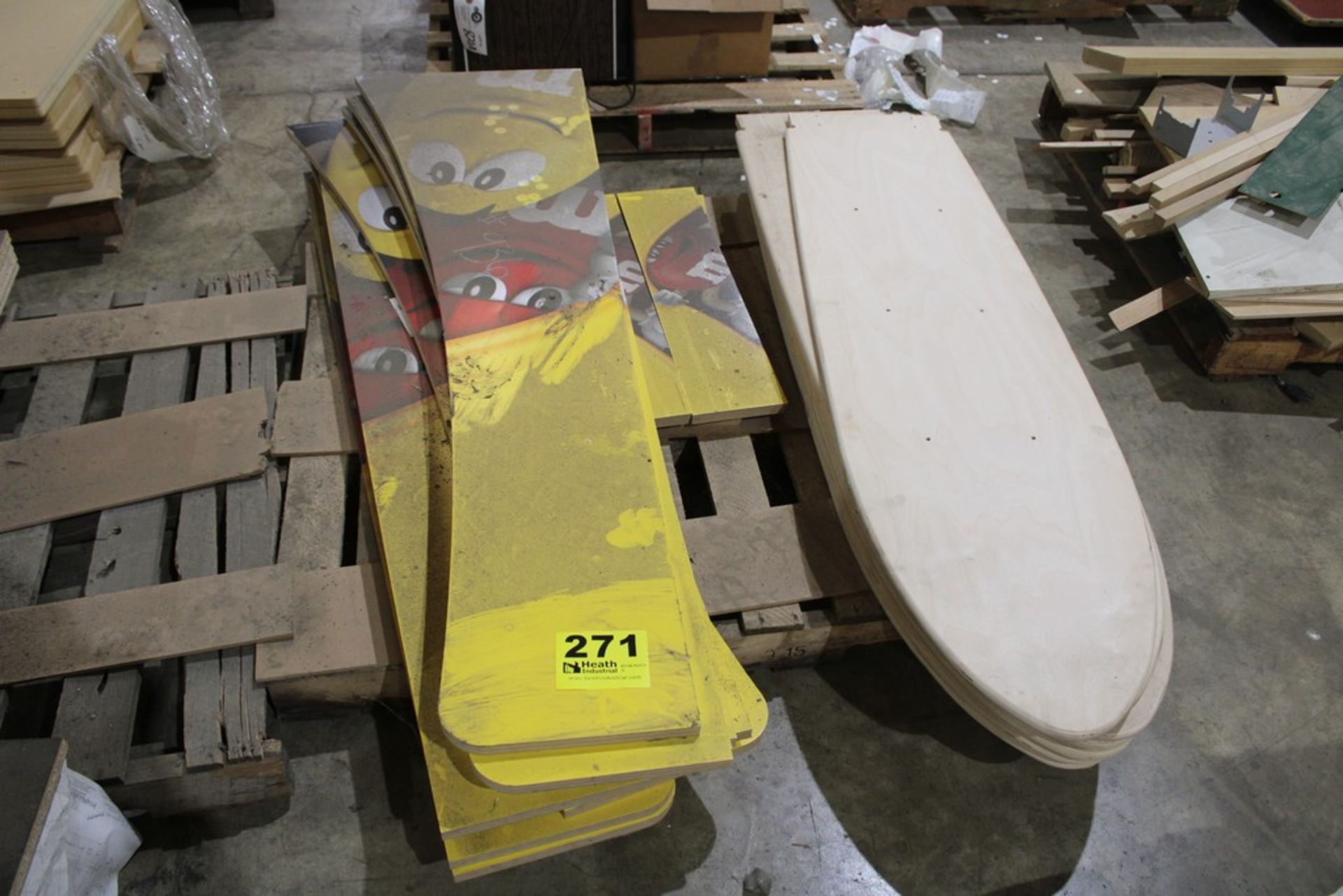 WOOD PIECES ON SKID (SURF BOARDS?)