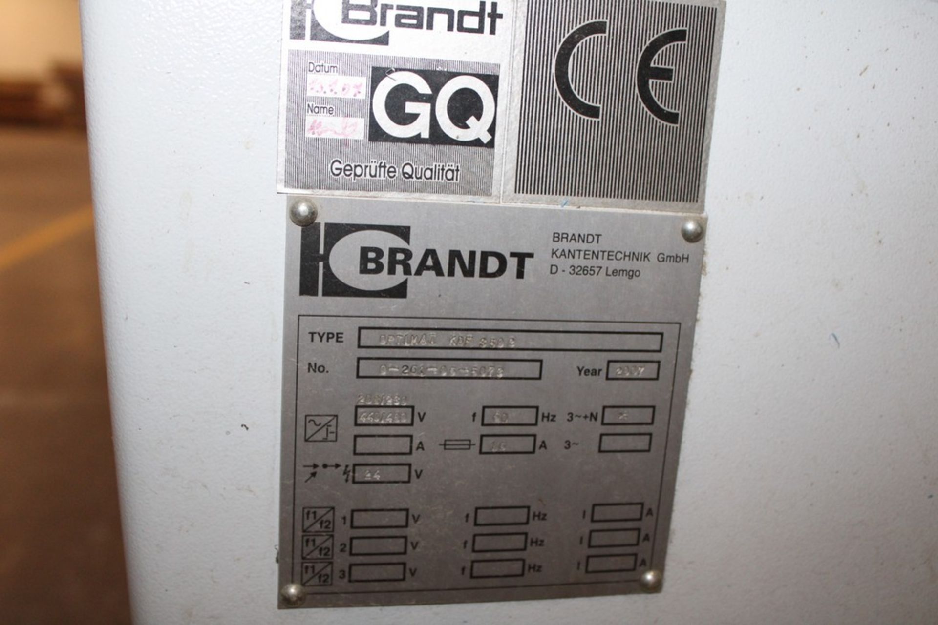 BRANDT MODEL OPTIMAT KDF-350 EDGE BANDING MACHINE, S/N 0-261-06-5073 WITH MICROPROCESSOR - Image 7 of 8