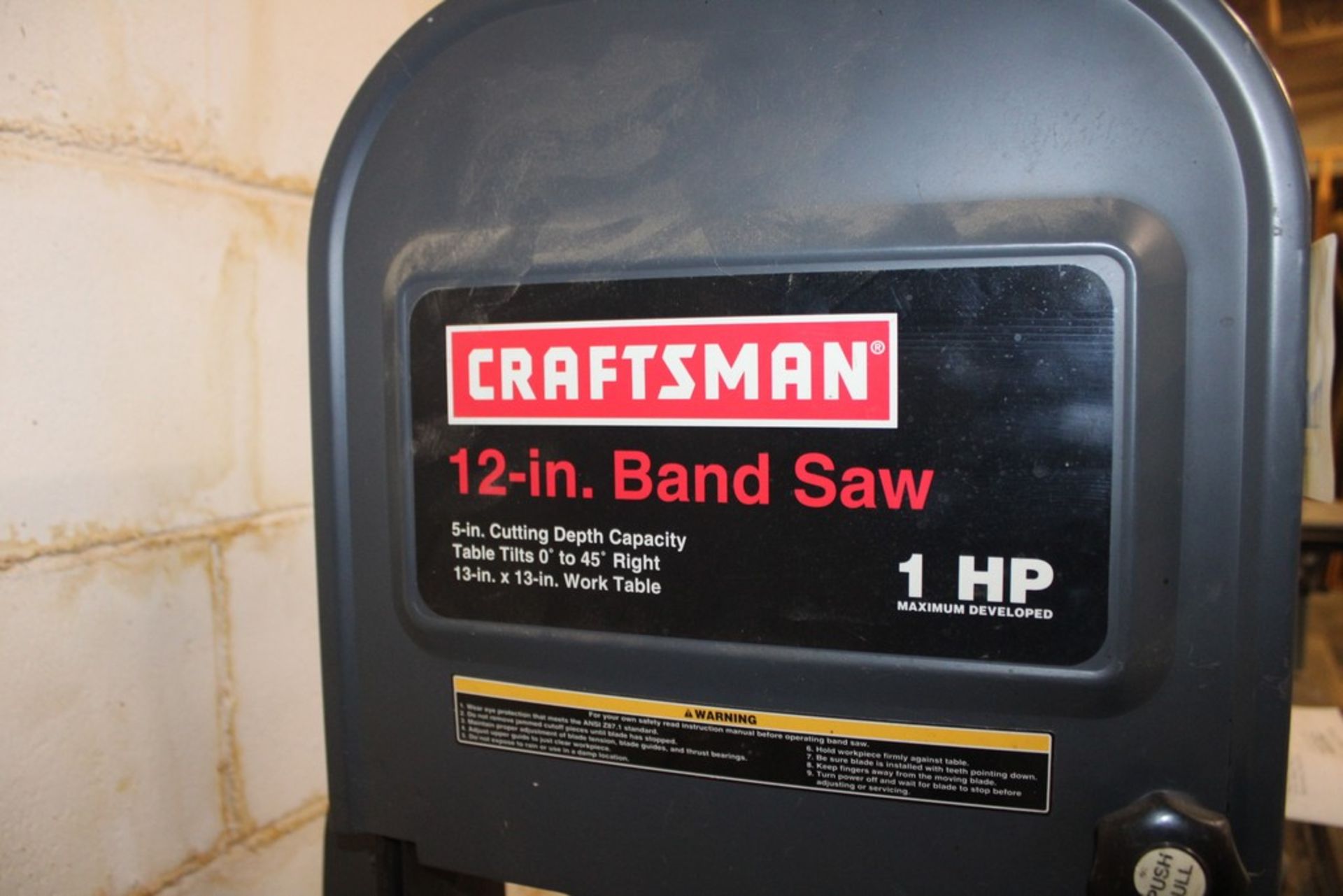 CRAFTSMAN 12" BANDSAW, 1HP, 5" DEPTH, WITH STAND - Image 3 of 3