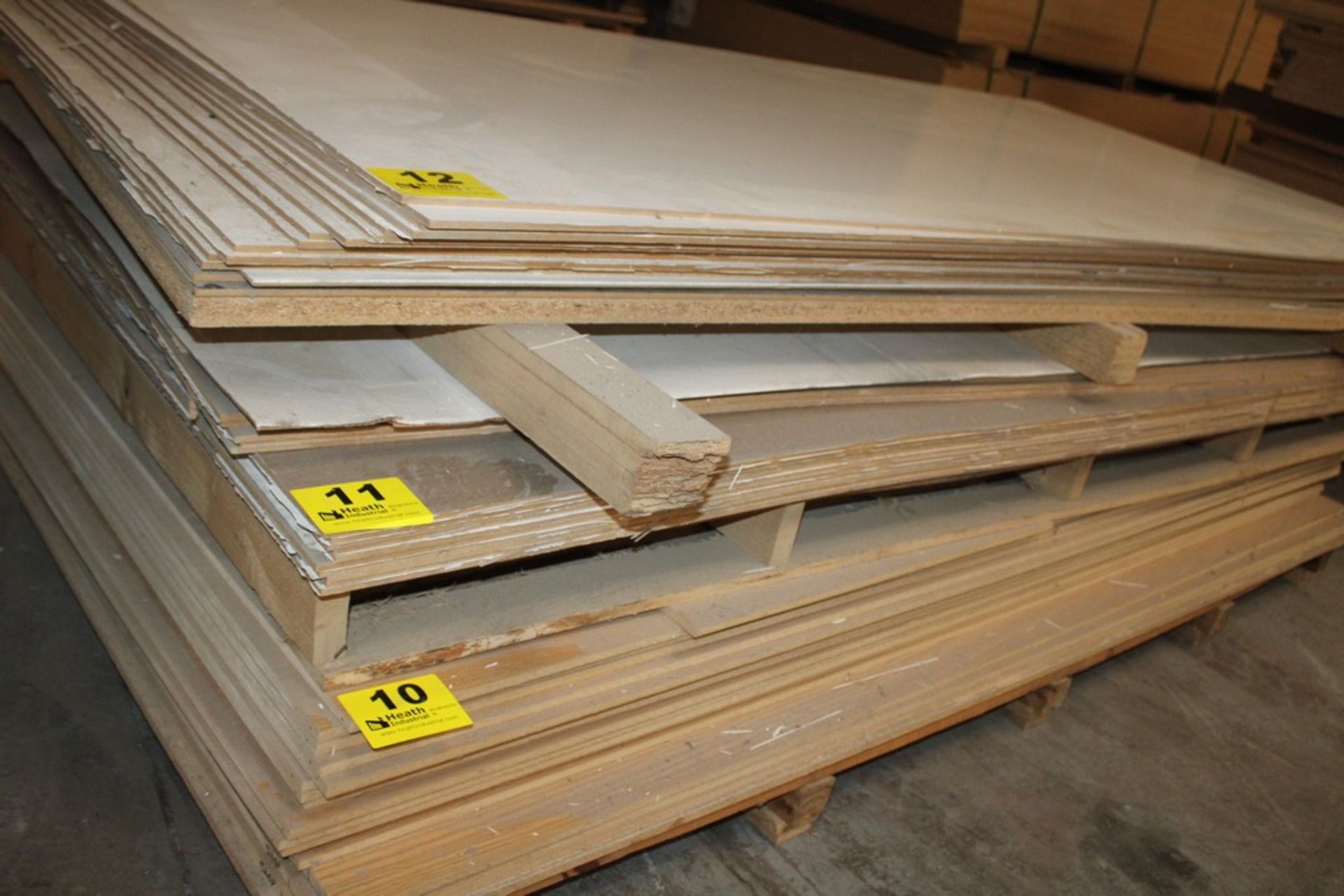 (10) WOOD GRAIN LAMINATE PARTICLE BOARD SHEETS, 49" X 97" X 1/4"