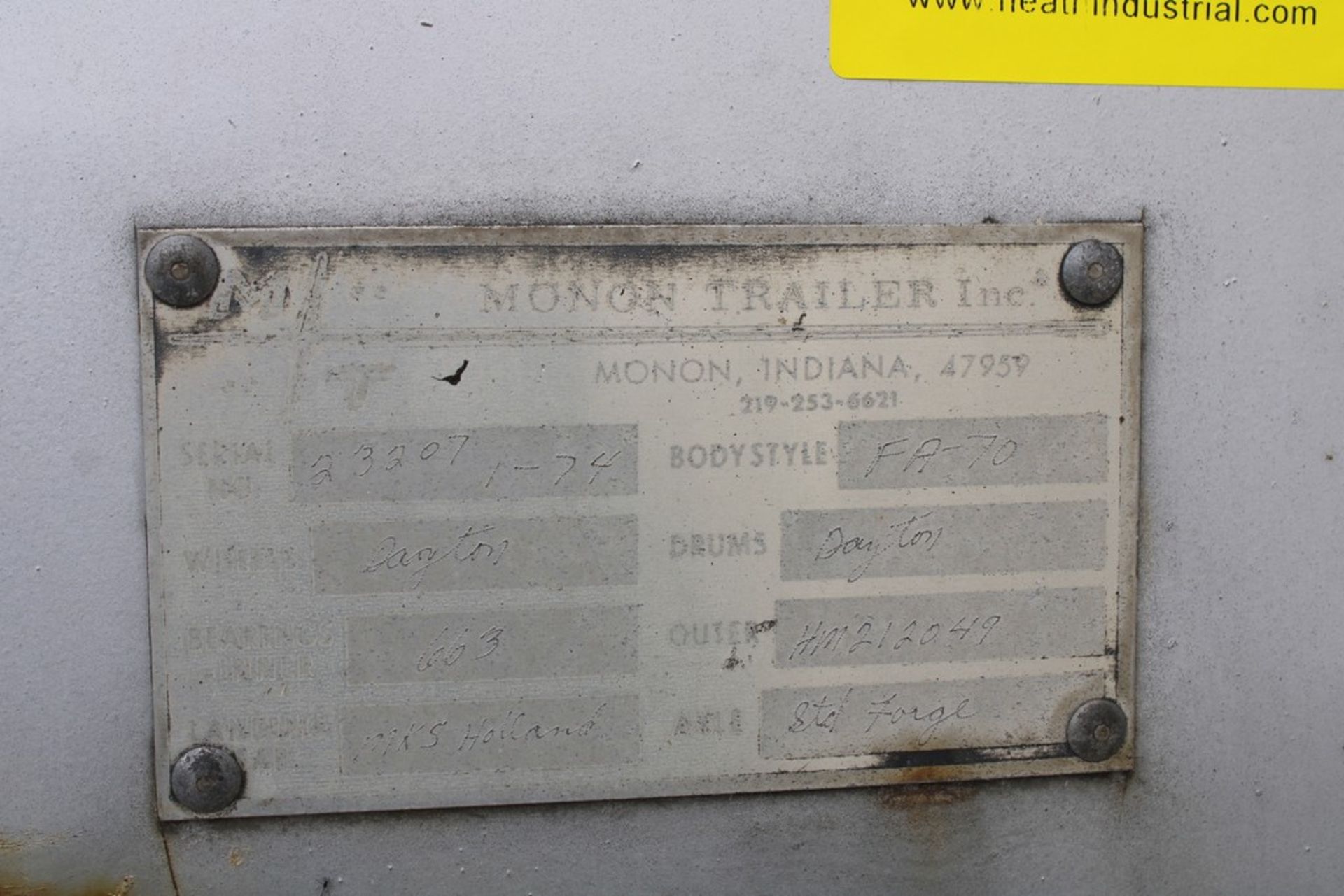 MONON APPROX. 45’ MODEL FA-70 ENCLOSED DRY VAN TRAILER, S/N 23207 (NEW 1974) - Image 2 of 5
