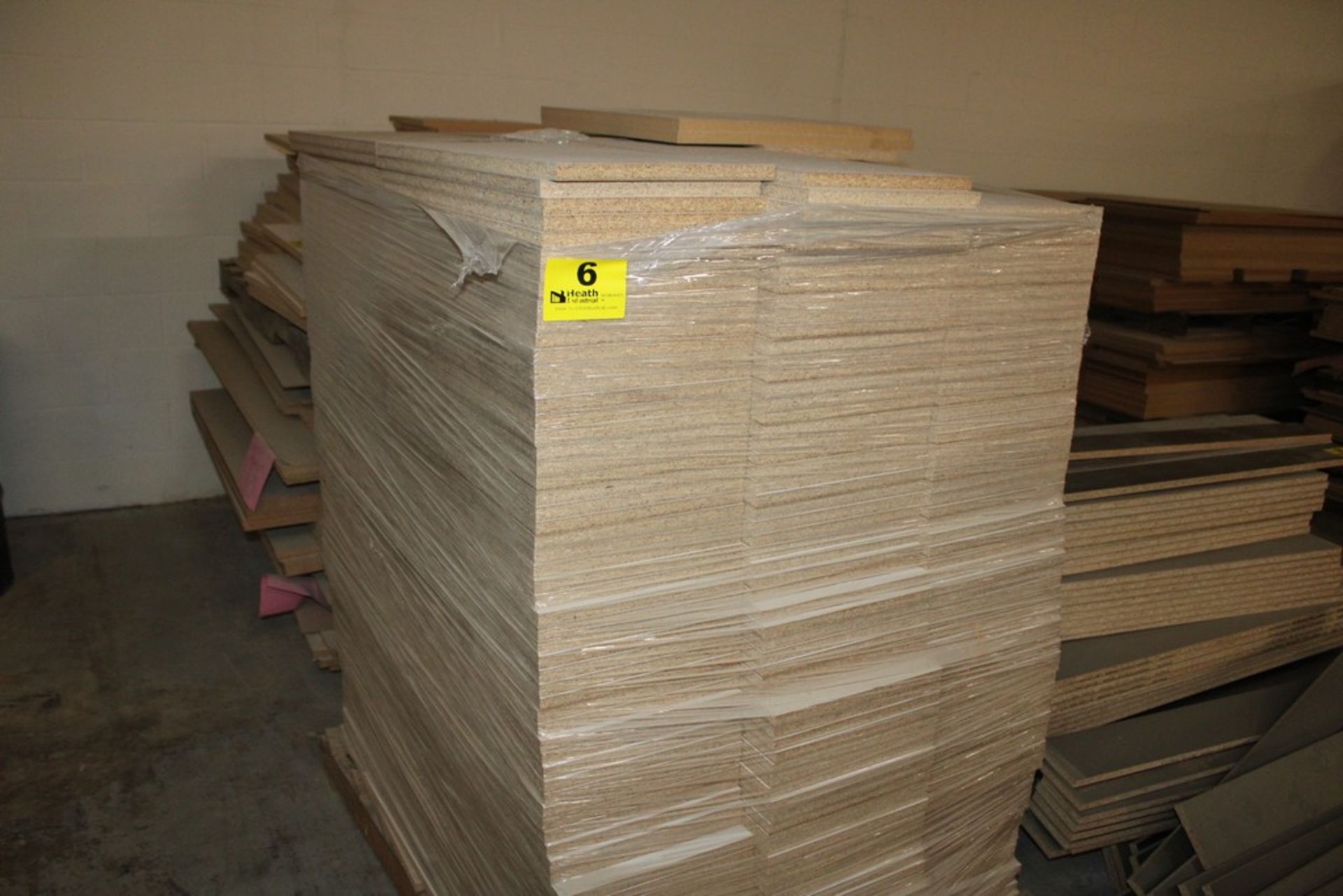 LARGE QUANTITY OF WHITE LAMINATED PARTICLE BOARDS, 12" X 24" X 3/4"