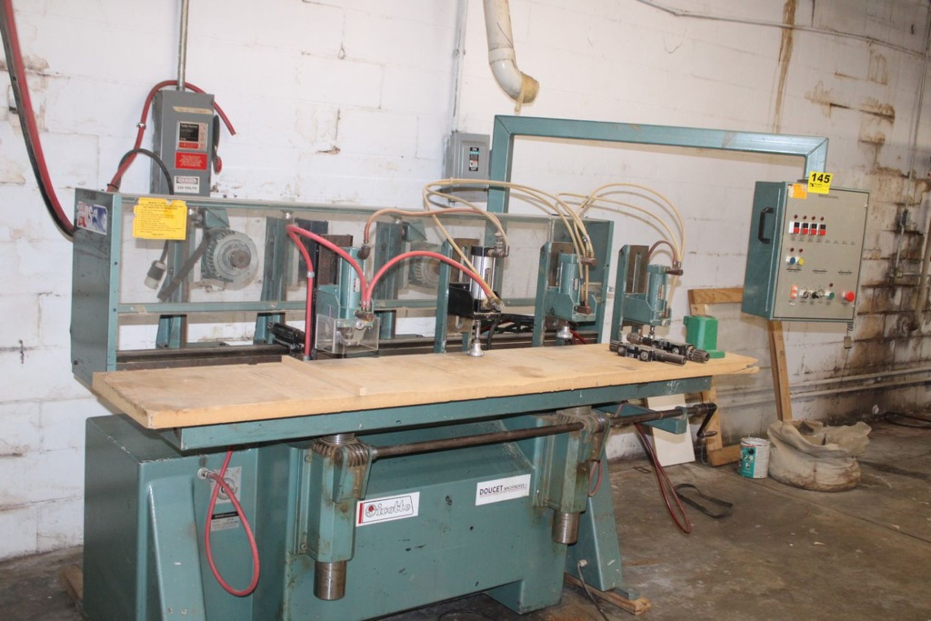 DOUCET 3-SPINDLE MODEL J20-6 HYDRAULIC HORIZONTAL BORING MACHINE, S/N 2000-06-280