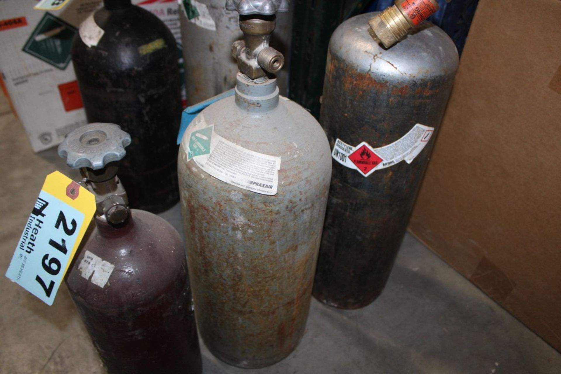 (3) COMPRESSED GAS CYLINDERS ACETYLENE, CARBONDIOXIDE AND NA - Image 2 of 2