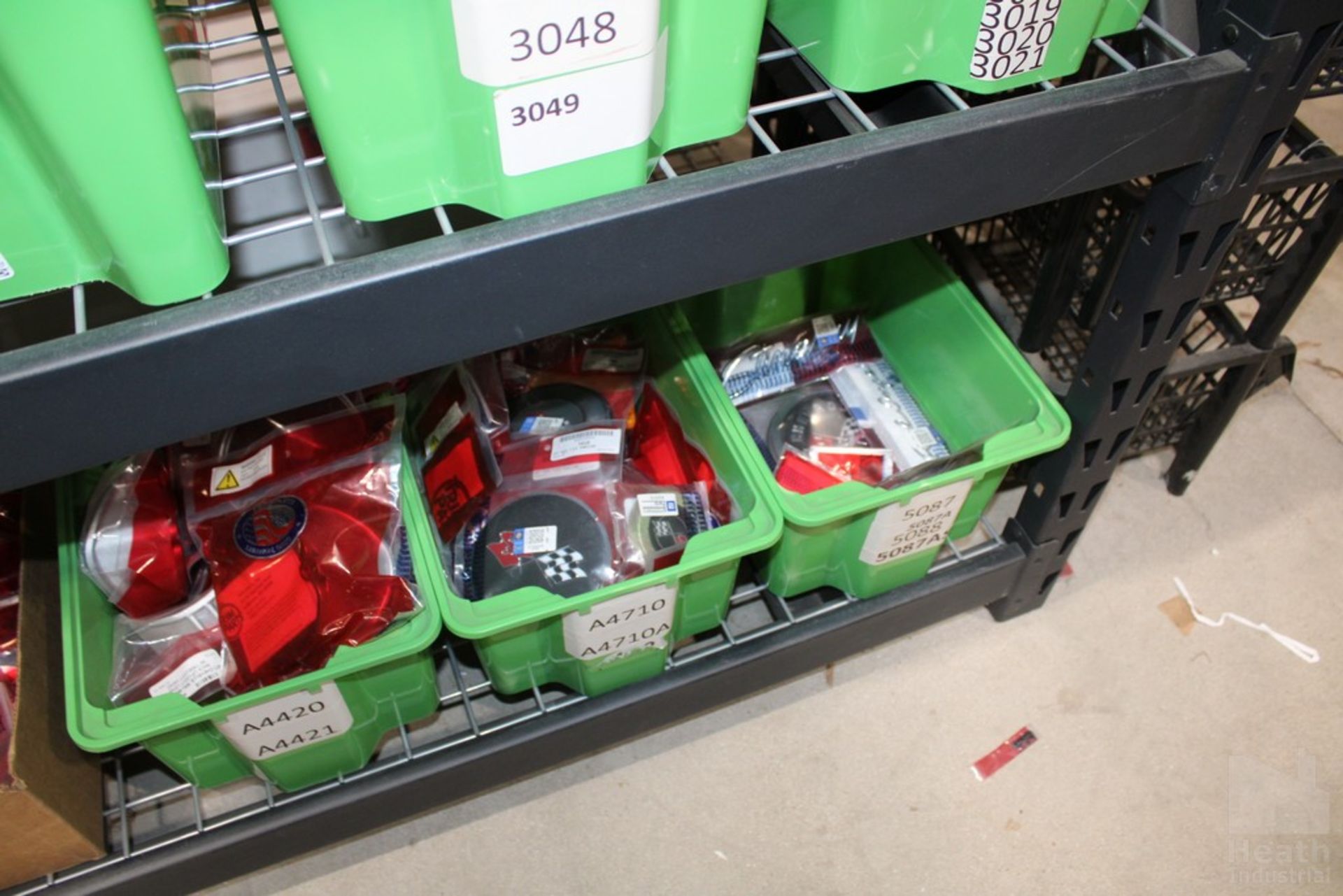 TRIM PARTS ON THREE SHELVES, INCLUDING 1967-1972 CHEVY PICKUP TAIL LIGHT LED CONVERSION KIT, 1957 - Image 6 of 7