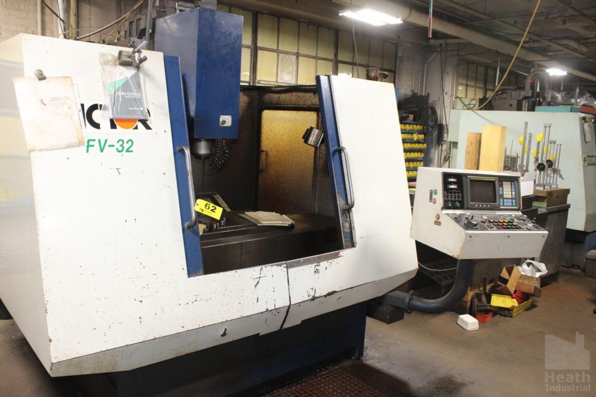 VICTOR MODEL FV-32 CNC VERTICAL MACHINING CENTER, S/N VD162, 31.5" X-AXIS TRAVEL, 17.7" Y-AXIS